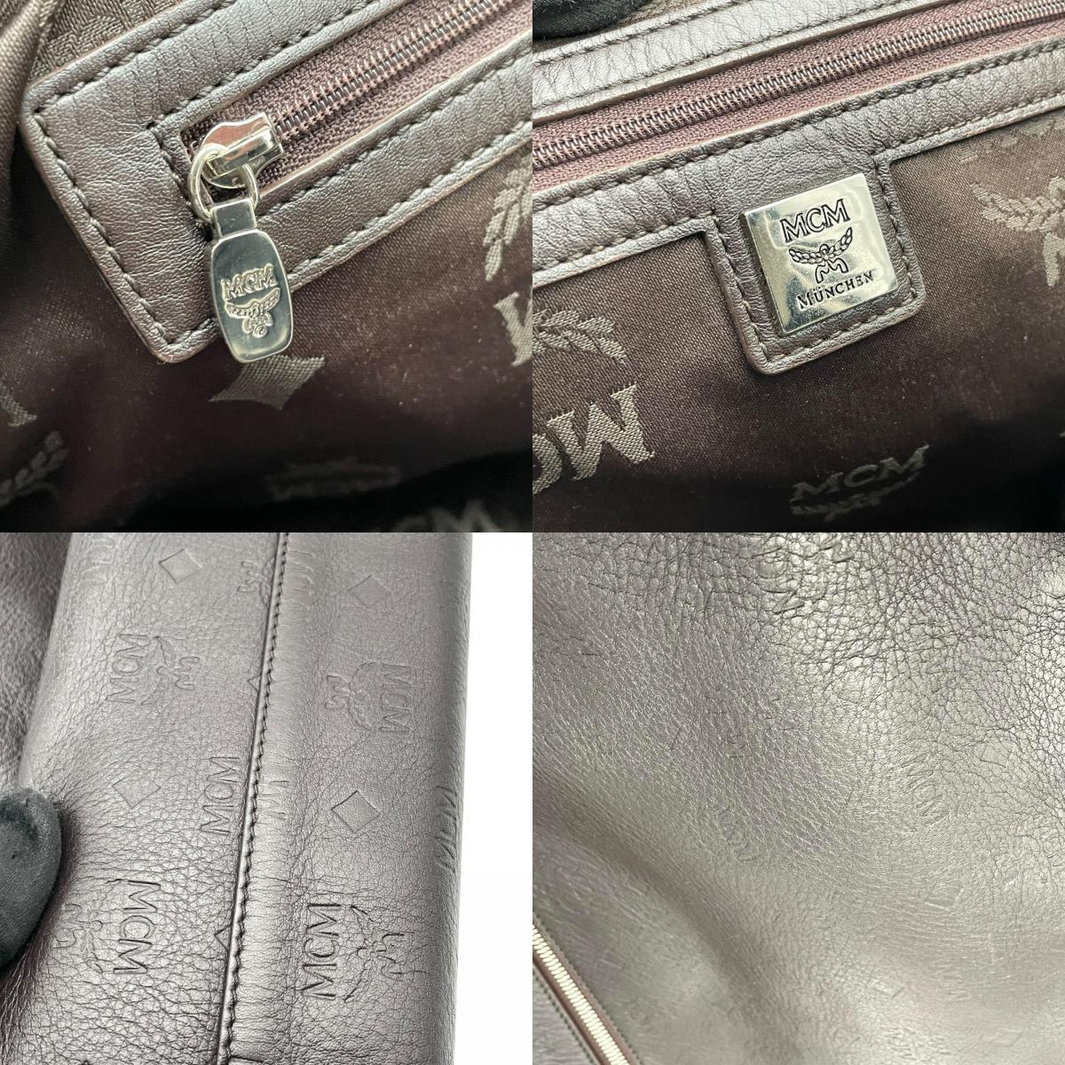 MCM エムシーエム ヴィセトス エンボス レザー 2WAY ビジネスバッグ トートバッグ ブリーフケース ブラウン メンズ レディース U13