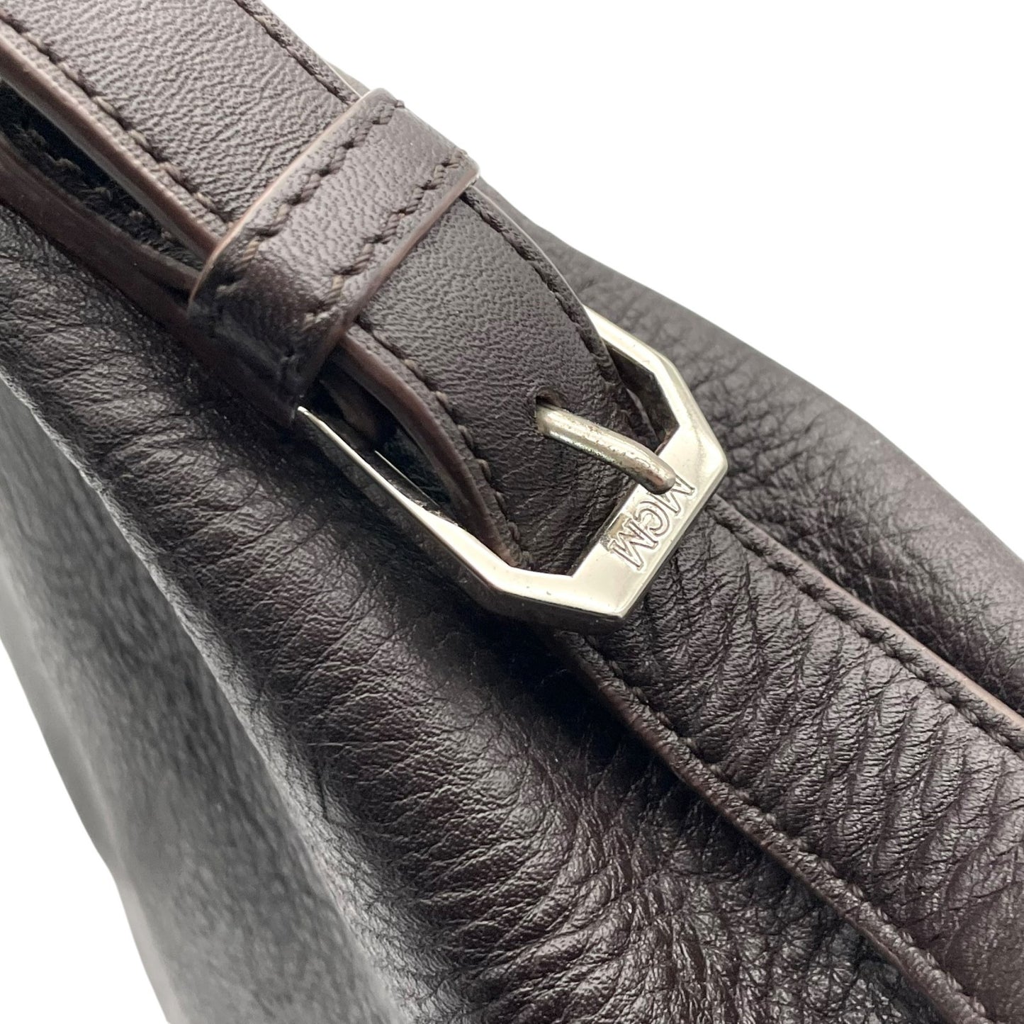 MCM エムシーエム ヴィセトス エンボス レザー 2WAY ビジネスバッグ トートバッグ ブリーフケース ブラウン メンズ レディース U13