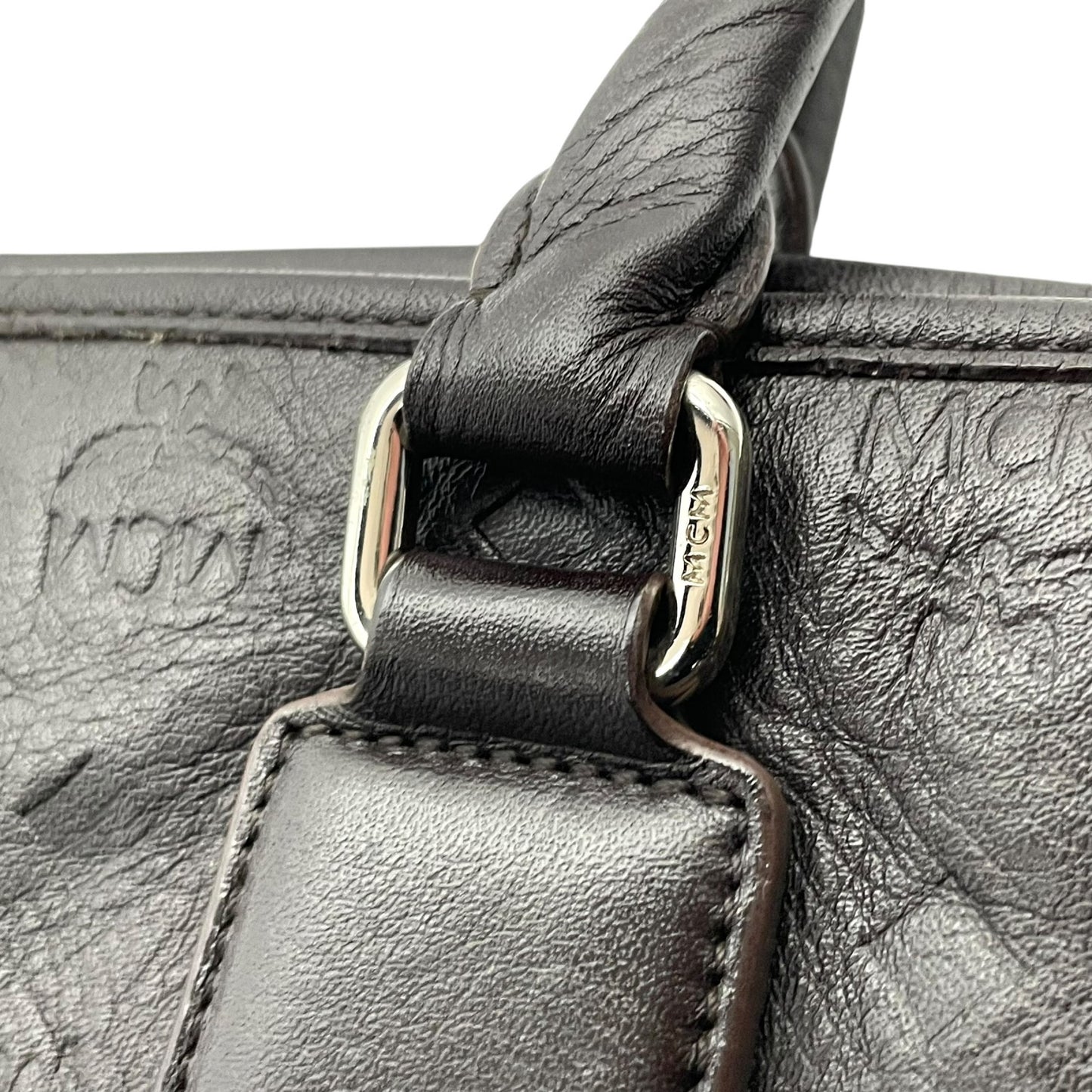 MCM エムシーエム ヴィセトス エンボス レザー 2WAY ビジネスバッグ トートバッグ ブリーフケース ブラウン メンズ レディース U13