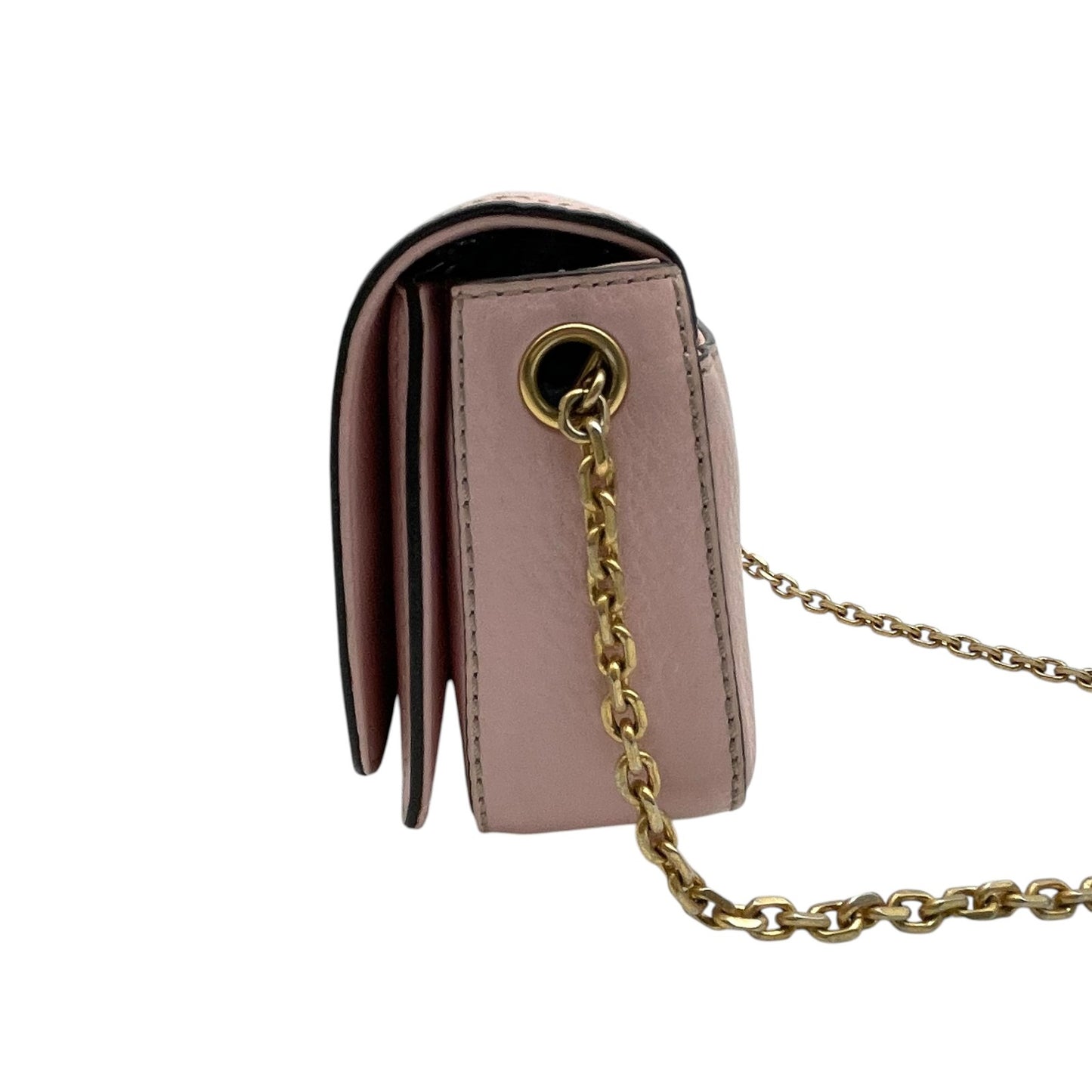 MCM エムシーエム チェーンショルダーバッグ レザー ピンク ゴールド金具 フラップ クロスボディ ポシェット レディース U7