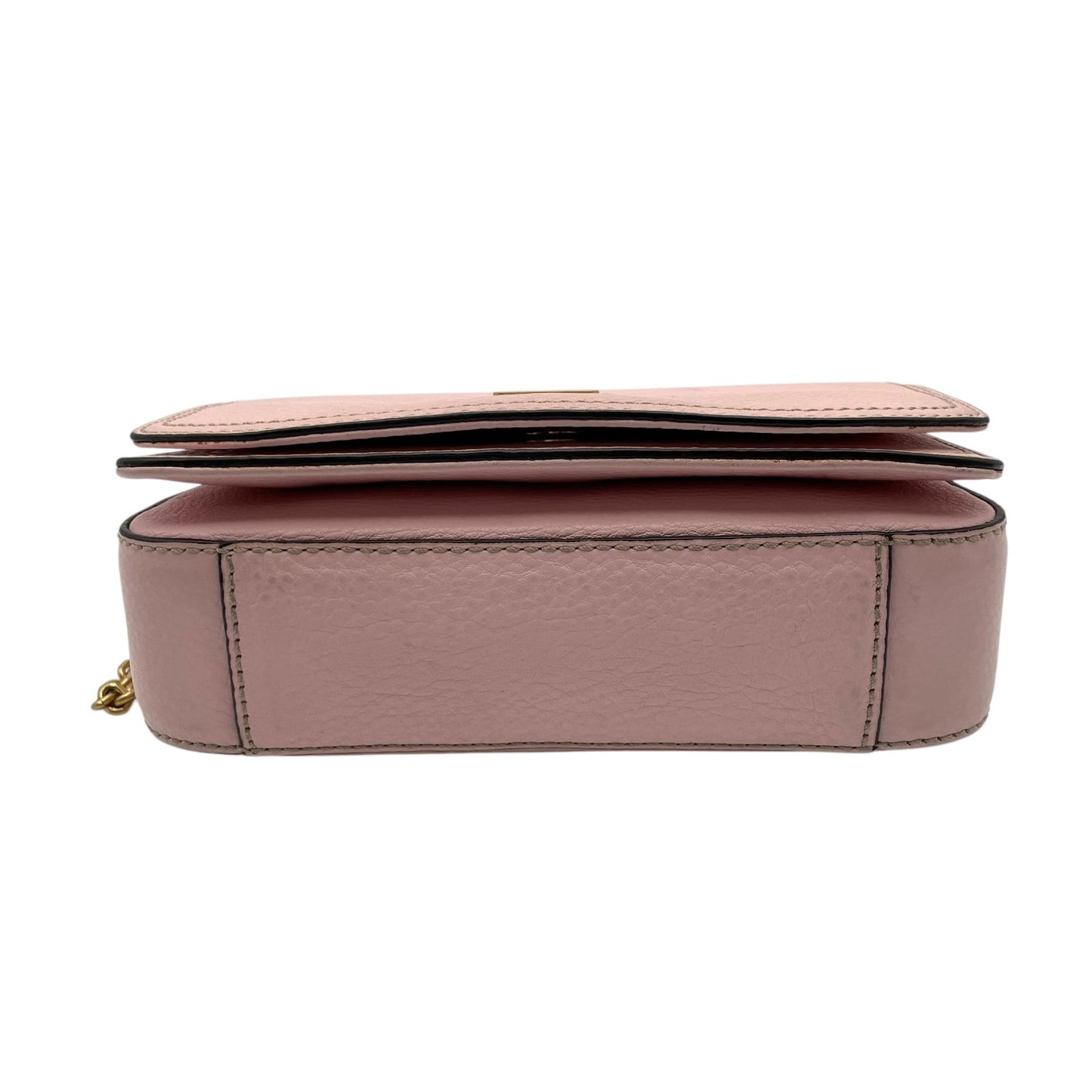 MCM エムシーエム チェーンショルダーバッグ レザー ピンク ゴールド金具 フラップ クロスボディ ポシェット レディース U7
