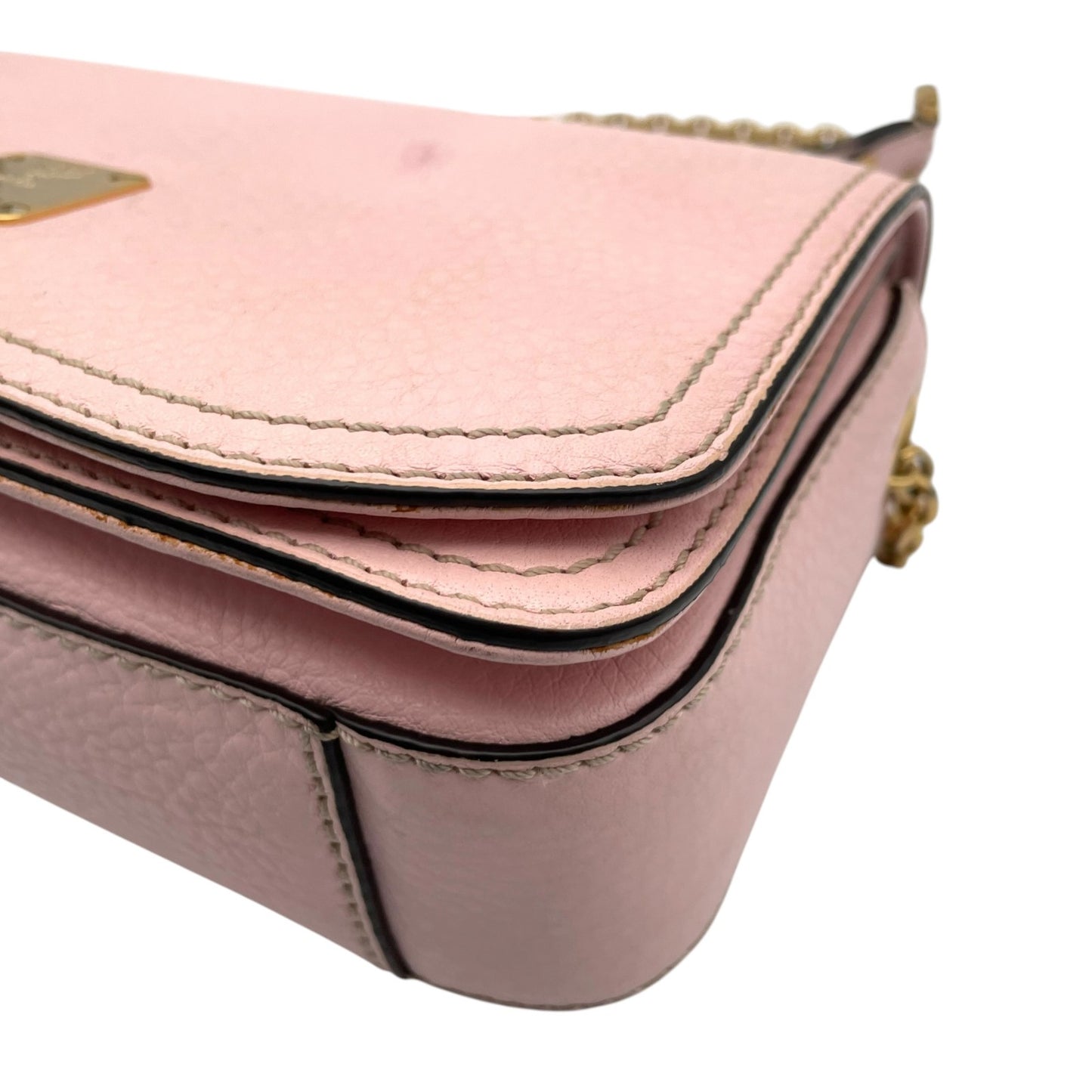 MCM エムシーエム チェーンショルダーバッグ レザー ピンク ゴールド金具 フラップ クロスボディ ポシェット レディース U7