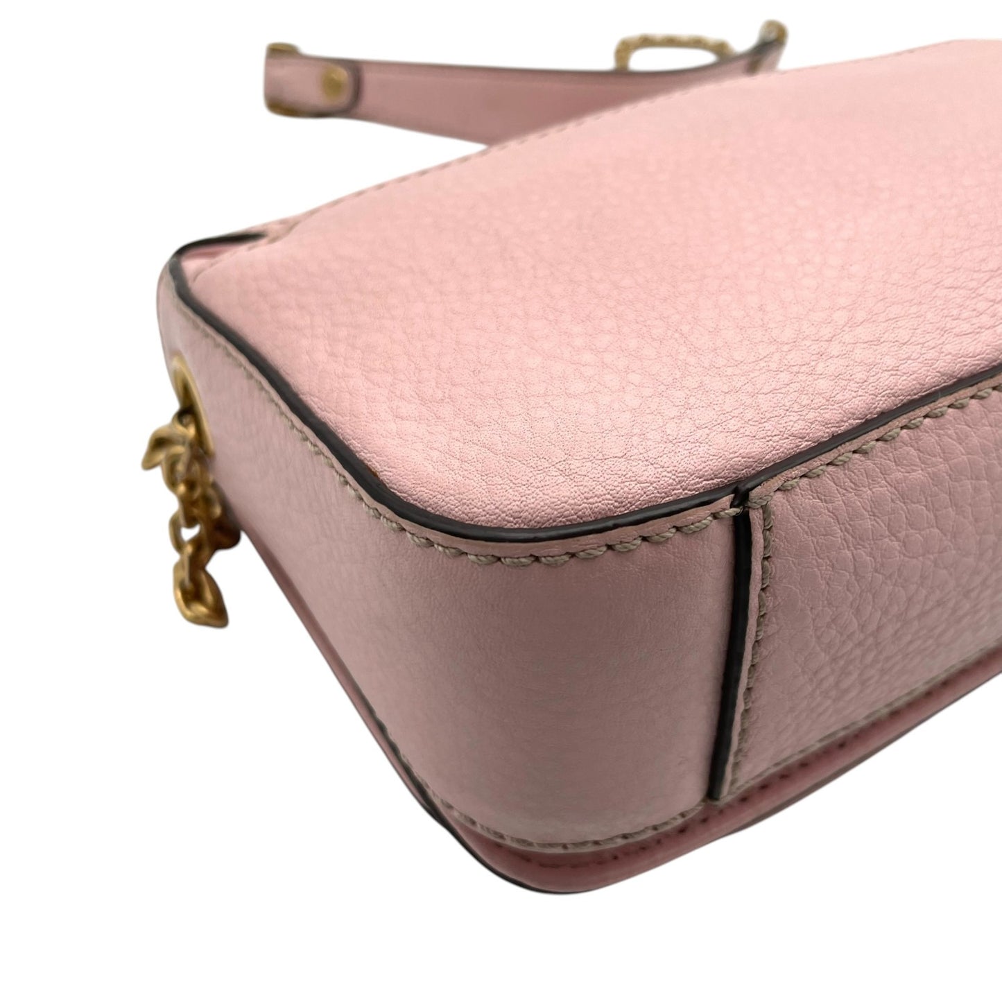 MCM エムシーエム チェーンショルダーバッグ レザー ピンク ゴールド金具 フラップ クロスボディ ポシェット レディース U7