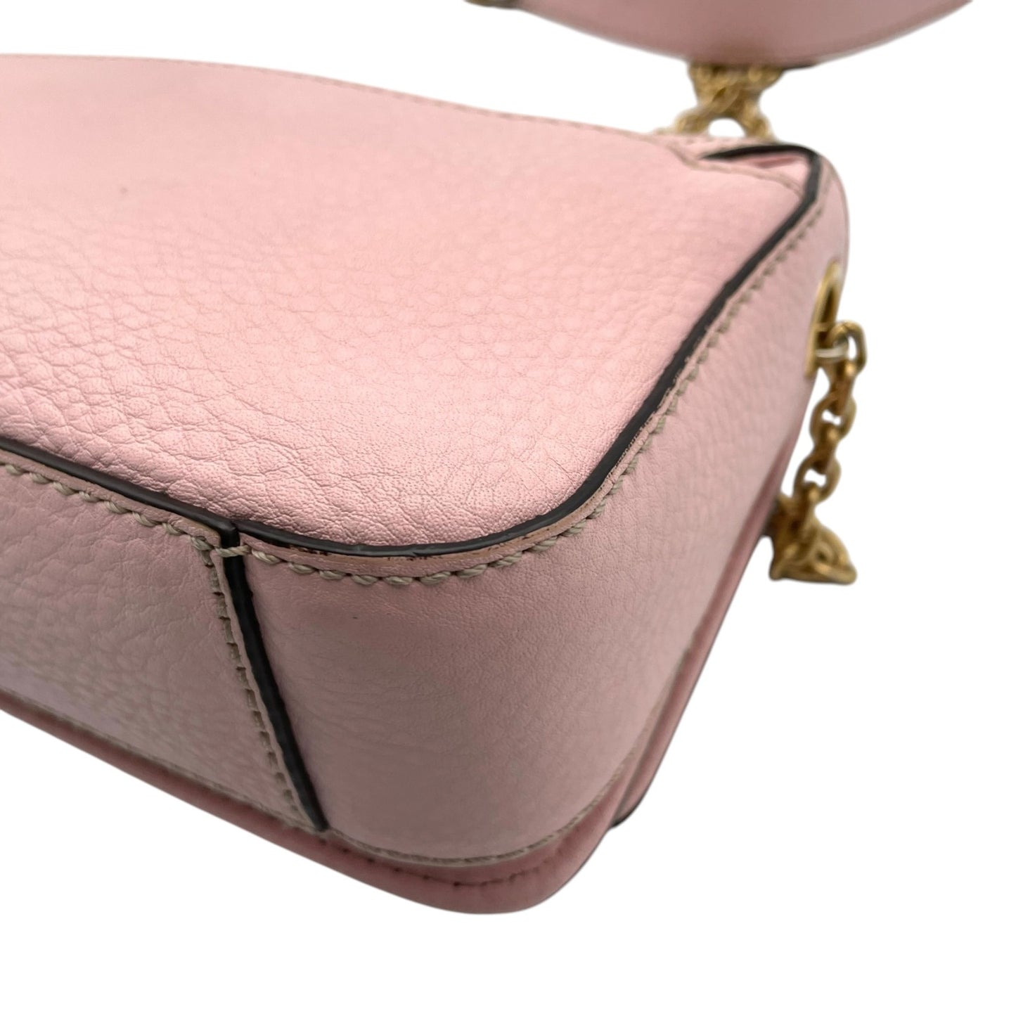 MCM エムシーエム チェーンショルダーバッグ レザー ピンク ゴールド金具 フラップ クロスボディ ポシェット レディース U7