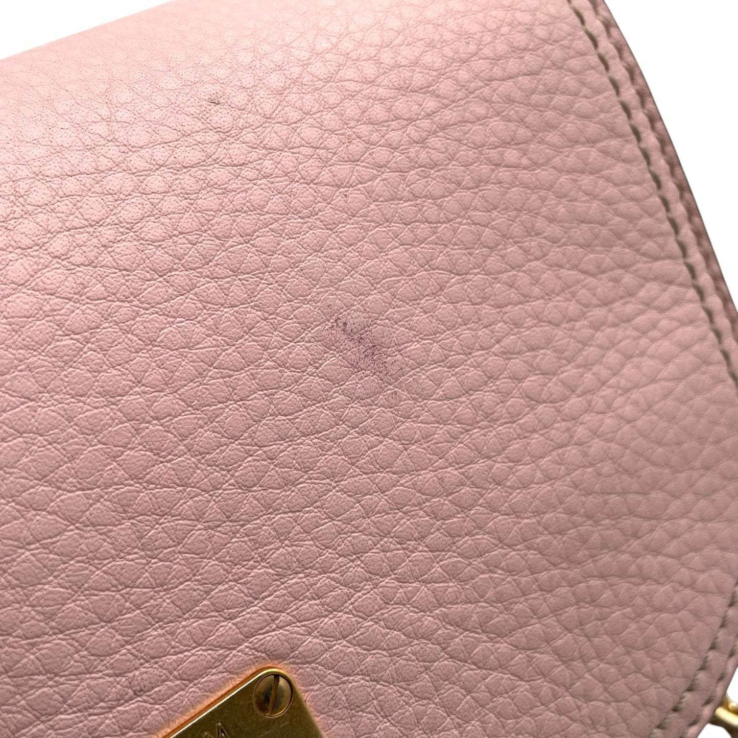 MCM エムシーエム チェーンショルダーバッグ レザー ピンク ゴールド金具 フラップ クロスボディ ポシェット レディース U7