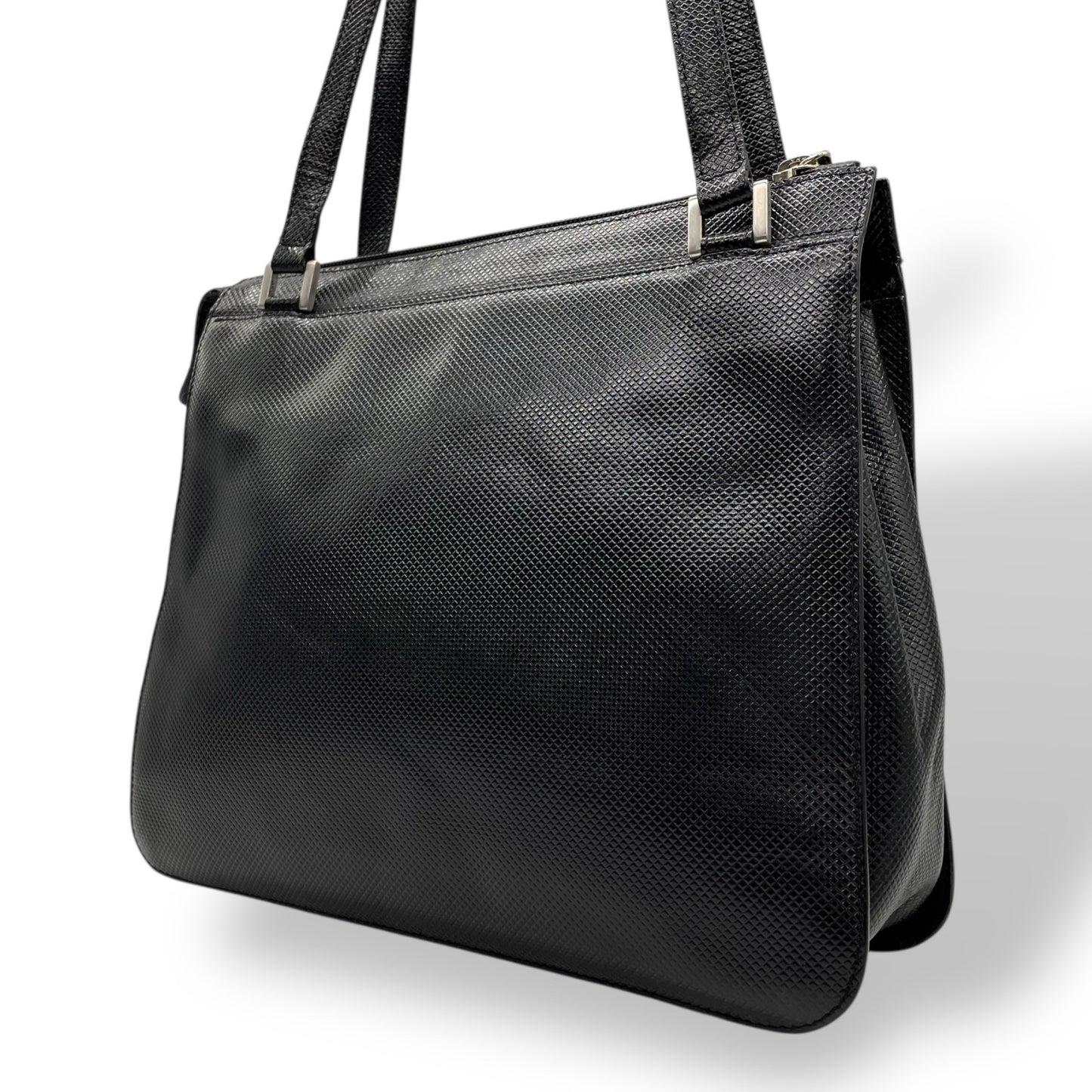 美品　Bottega Veneta ボッテガヴェネタ PVC トートバッグ ブラック シルバー金具 肩掛け可 シンプル レディース D2