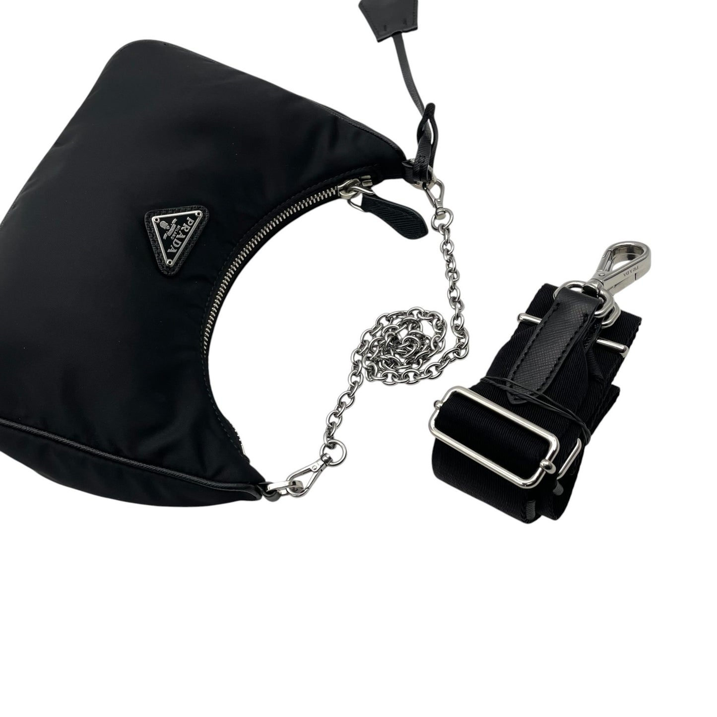 PRADA プラダ リエディション2005 ショルダーバッグ 1BH204 ブラック ナイロン Re-Edition 2005 ポーチ クロシェット キーリング ストラップ付 C4