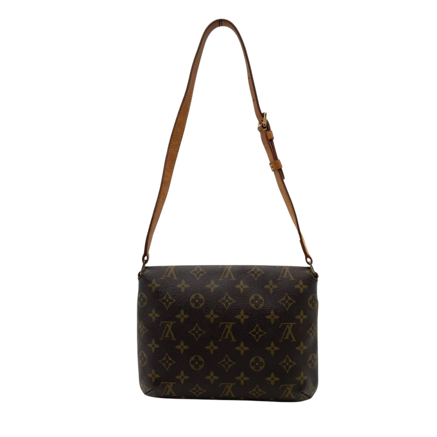 【良品】 ルイ・ヴィトン LOUIS VUITTON モノグラム ミュゼットタンゴ ショルダーバッグ クロスボディ 肩掛け PVC レザー ブラウン 茶 ゴールド金具 フラップ マグネット開閉 レディース エレガント カジュアル 定番 人気 お出かけ C7