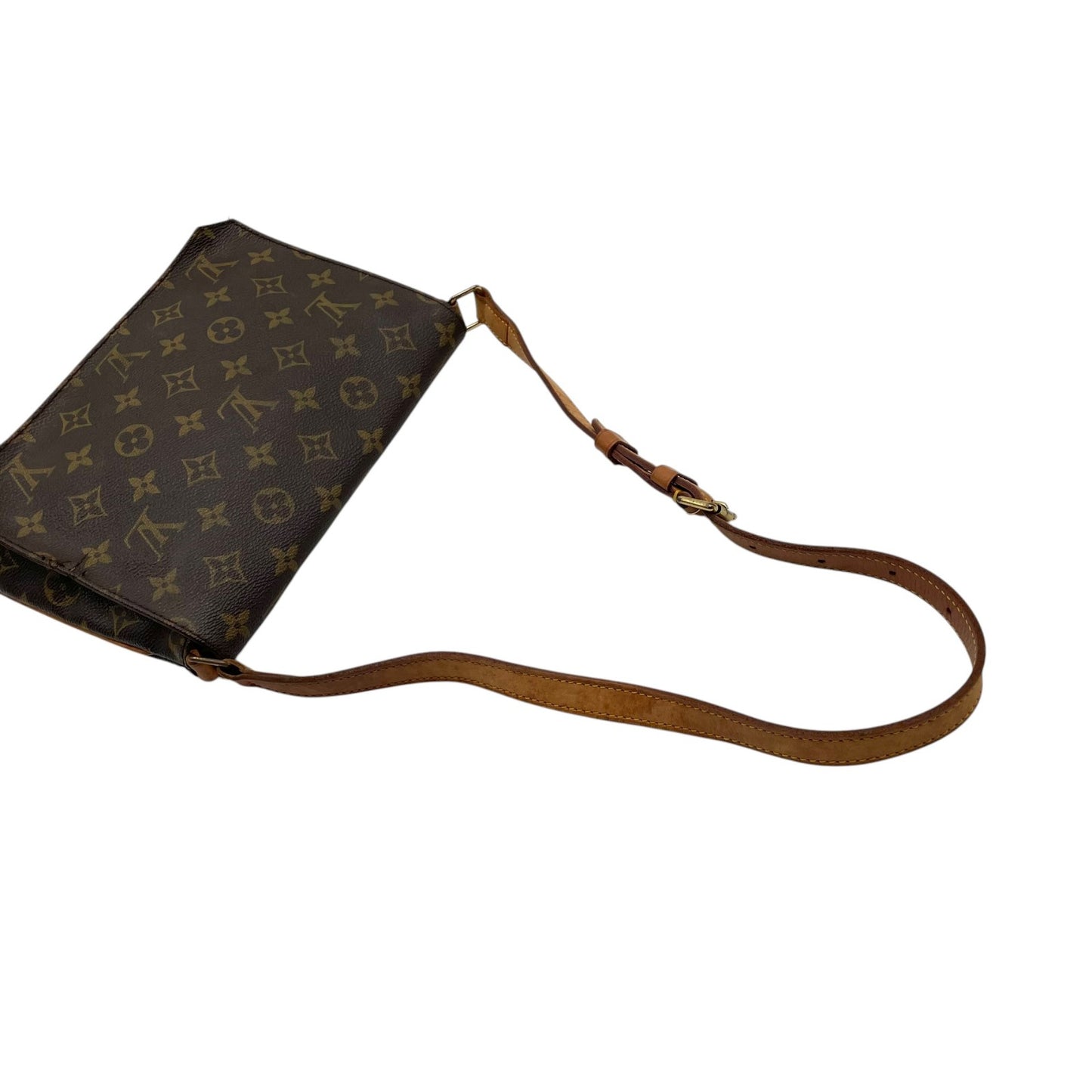 【良品】 ルイ・ヴィトン LOUIS VUITTON モノグラム ミュゼットタンゴ ショルダーバッグ クロスボディ 肩掛け PVC レザー ブラウン 茶 ゴールド金具 フラップ マグネット開閉 レディース エレガント カジュアル 定番 人気 お出かけ C7