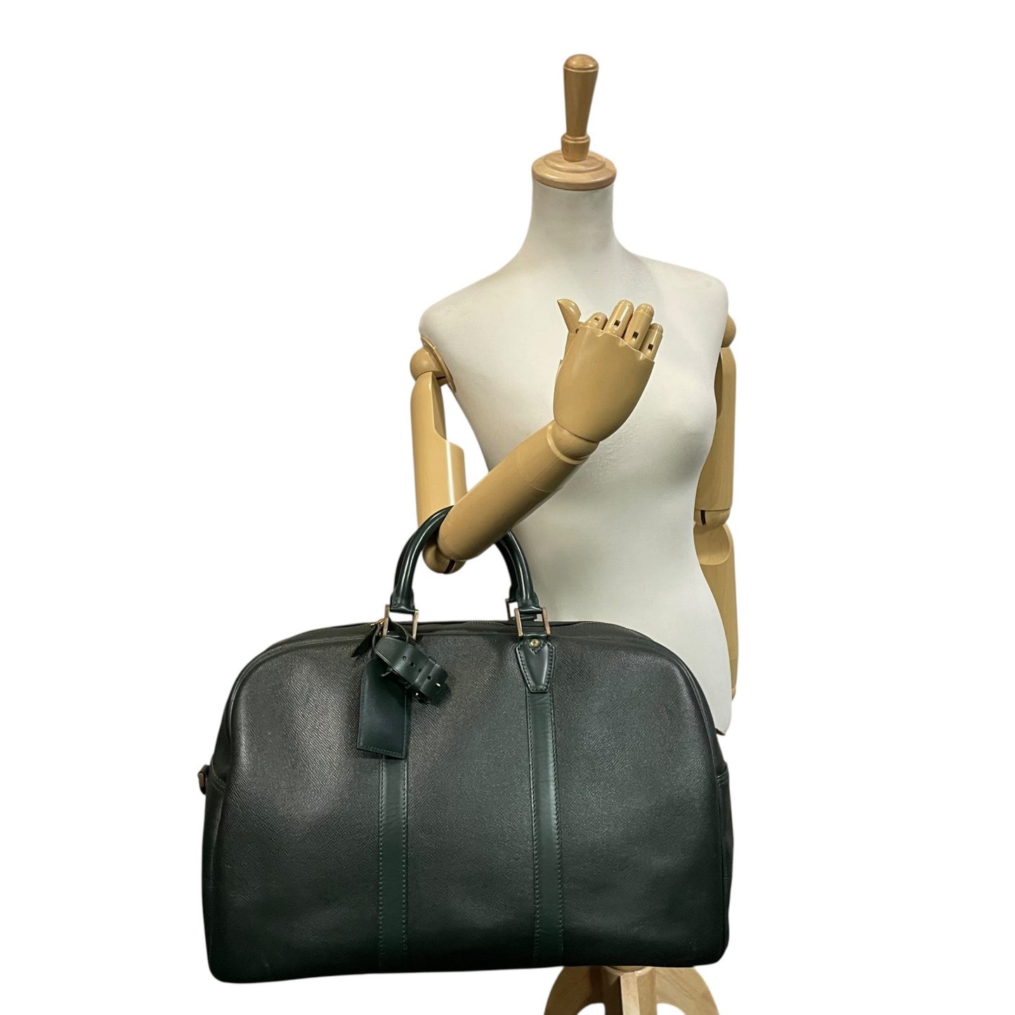 ルイヴィトン LOUIS VUITTON タイガ ケンダル47 2way ボストンバッグ ショルダーバッグ トラベル 旅行 出張 レザー 本革 グリーン 緑 金具 エレガント クラシック ビンテージ 上品 高級 紳士 メンズ カバン 鞄 斜め掛け可 自立可 D