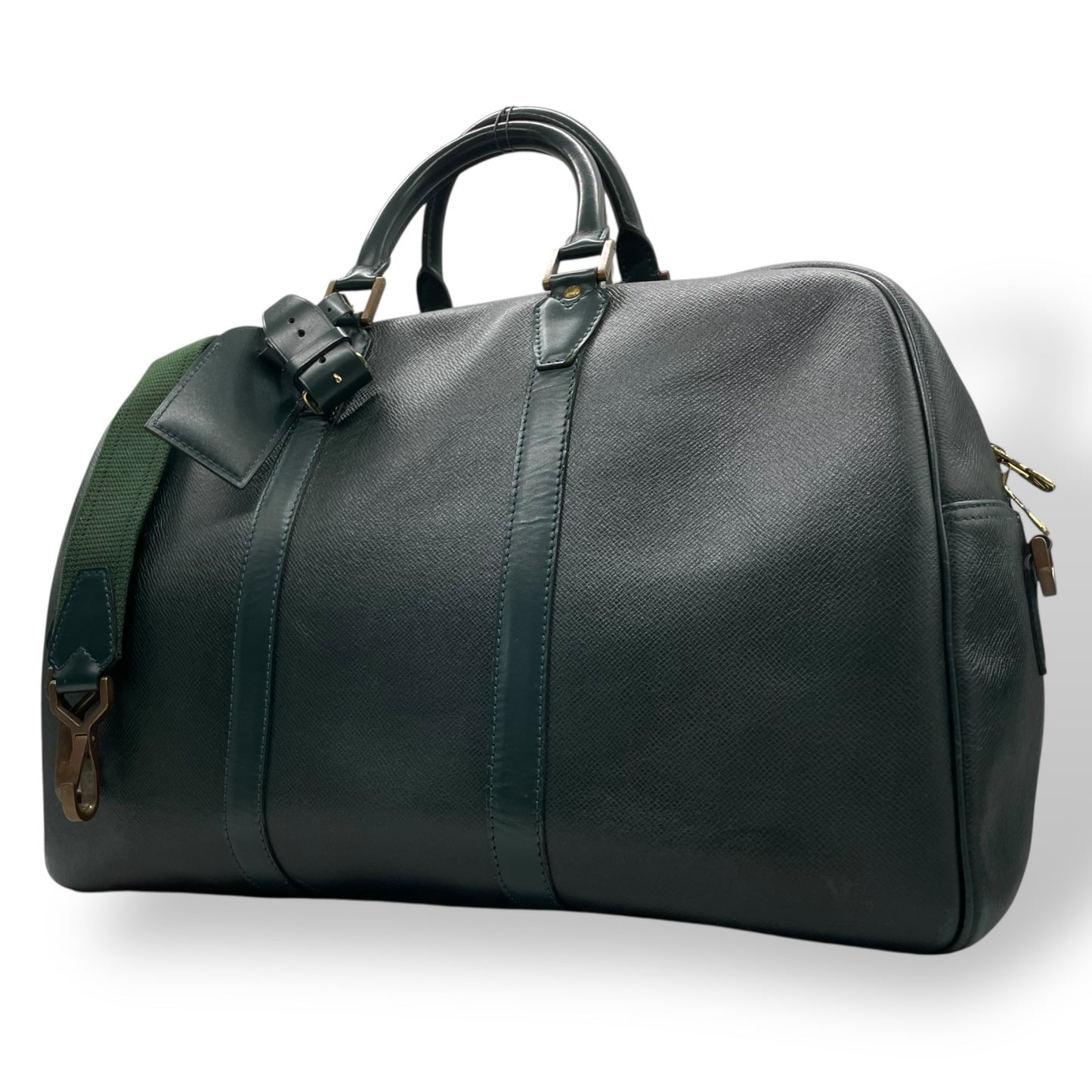 ルイヴィトン LOUIS VUITTON タイガ ケンダル47 2way ボストンバッグ ショルダーバッグ トラベル 旅行 出張 レザー 本革 グリーン 緑 金具 エレガント クラシック ビンテージ 上品 高級 紳士 メンズ カバン 鞄 斜め掛け可 自立可 D