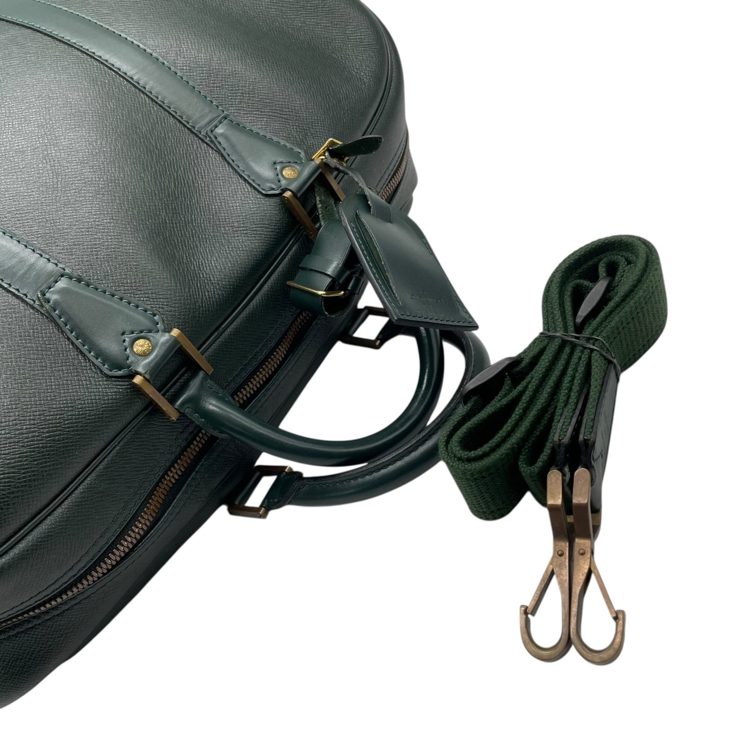 ルイヴィトン LOUIS VUITTON タイガ ケンダル47 2way ボストンバッグ ショルダーバッグ トラベル 旅行 出張 レザー 本革 グリーン 緑 金具 エレガント クラシック ビンテージ 上品 高級 紳士 メンズ カバン 鞄 斜め掛け可 自立可 D