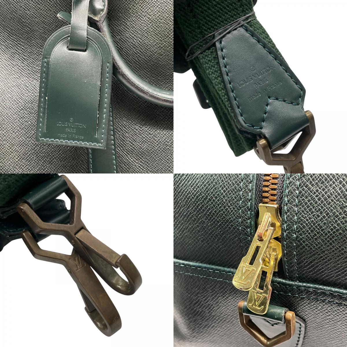 ルイヴィトン LOUIS VUITTON タイガ ケンダル47 2way ボストンバッグ ショルダーバッグ トラベル 旅行 出張 レザー 本革 グリーン 緑 金具 エレガント クラシック ビンテージ 上品 高級 紳士 メンズ カバン 鞄 斜め掛け可 自立可 D
