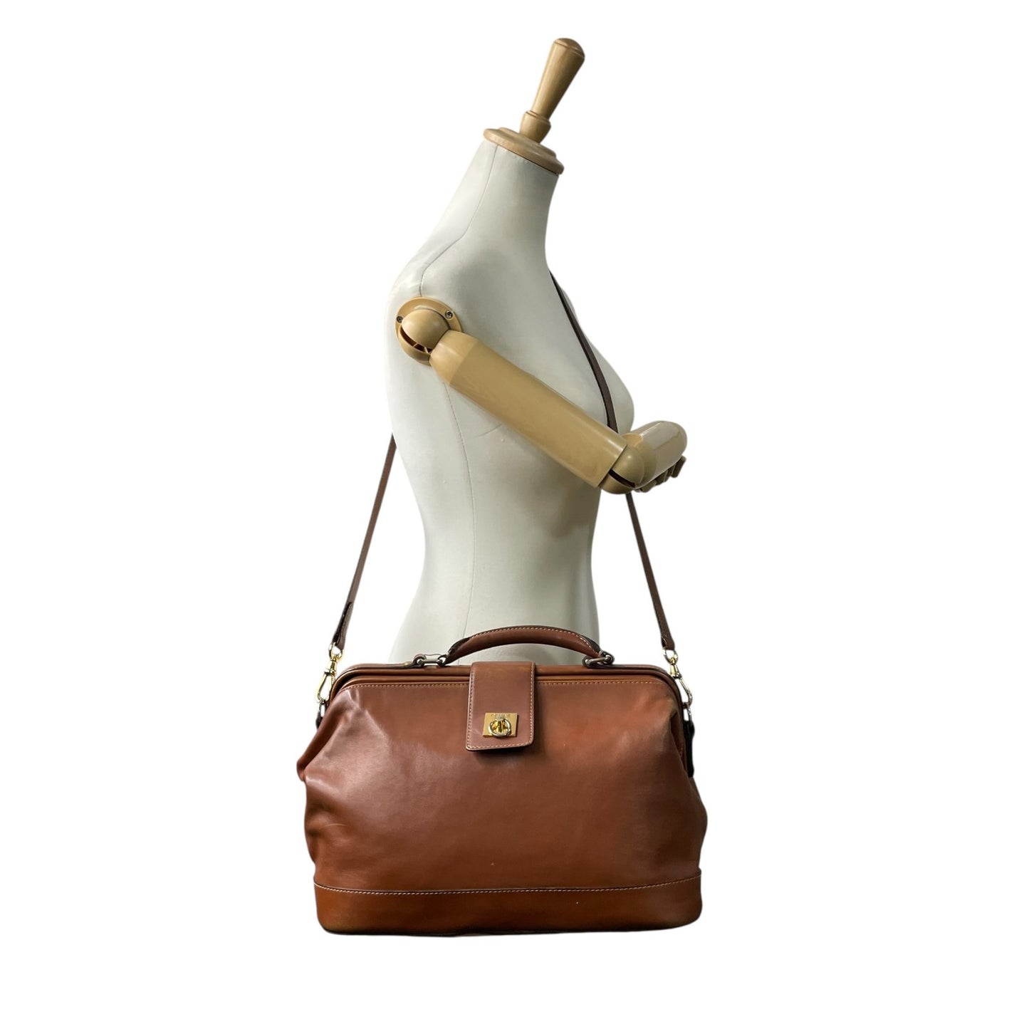 CELINE セリーヌ リング ターンロック 2way ハンドバッグ ショルダーバッグ ブラウン ゴールド金具 ヴィンテージ E2