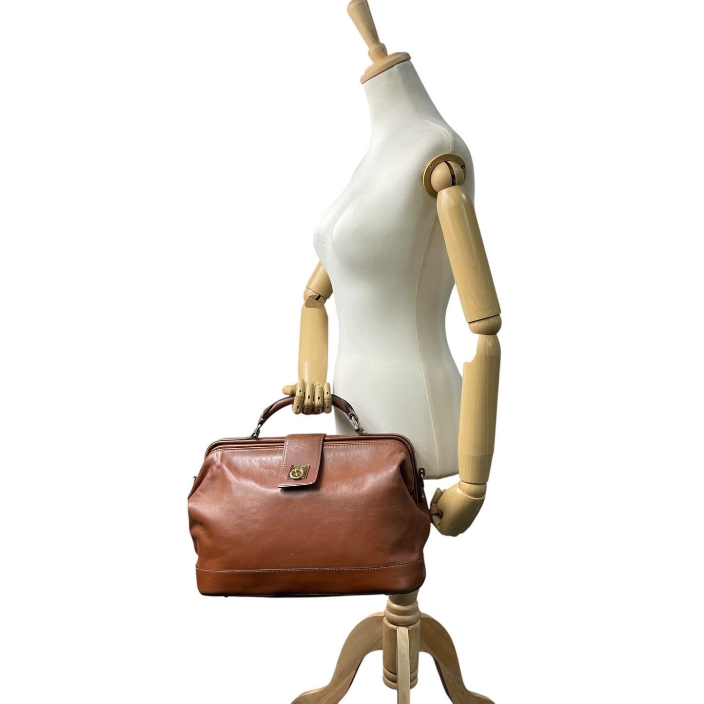 CELINE セリーヌ リング ターンロック 2way ハンドバッグ ショルダーバッグ ブラウン ゴールド金具 ヴィンテージ E2