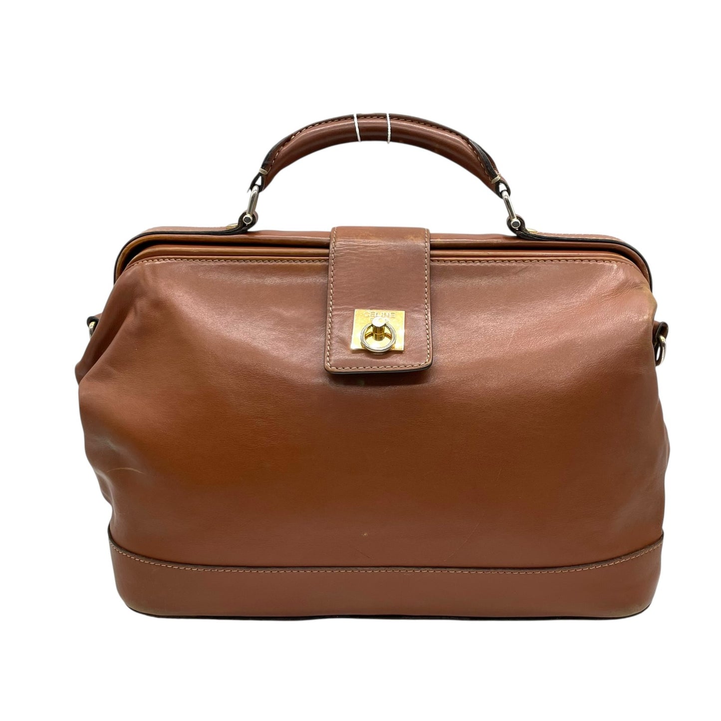 CELINE セリーヌ リング ターンロック 2way ハンドバッグ ショルダーバッグ ブラウン ゴールド金具 ヴィンテージ E2