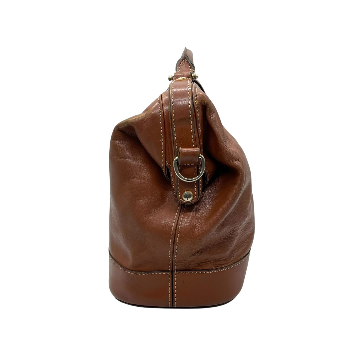 CELINE セリーヌ リング ターンロック 2way ハンドバッグ ショルダーバッグ ブラウン ゴールド金具 ヴィンテージ E2