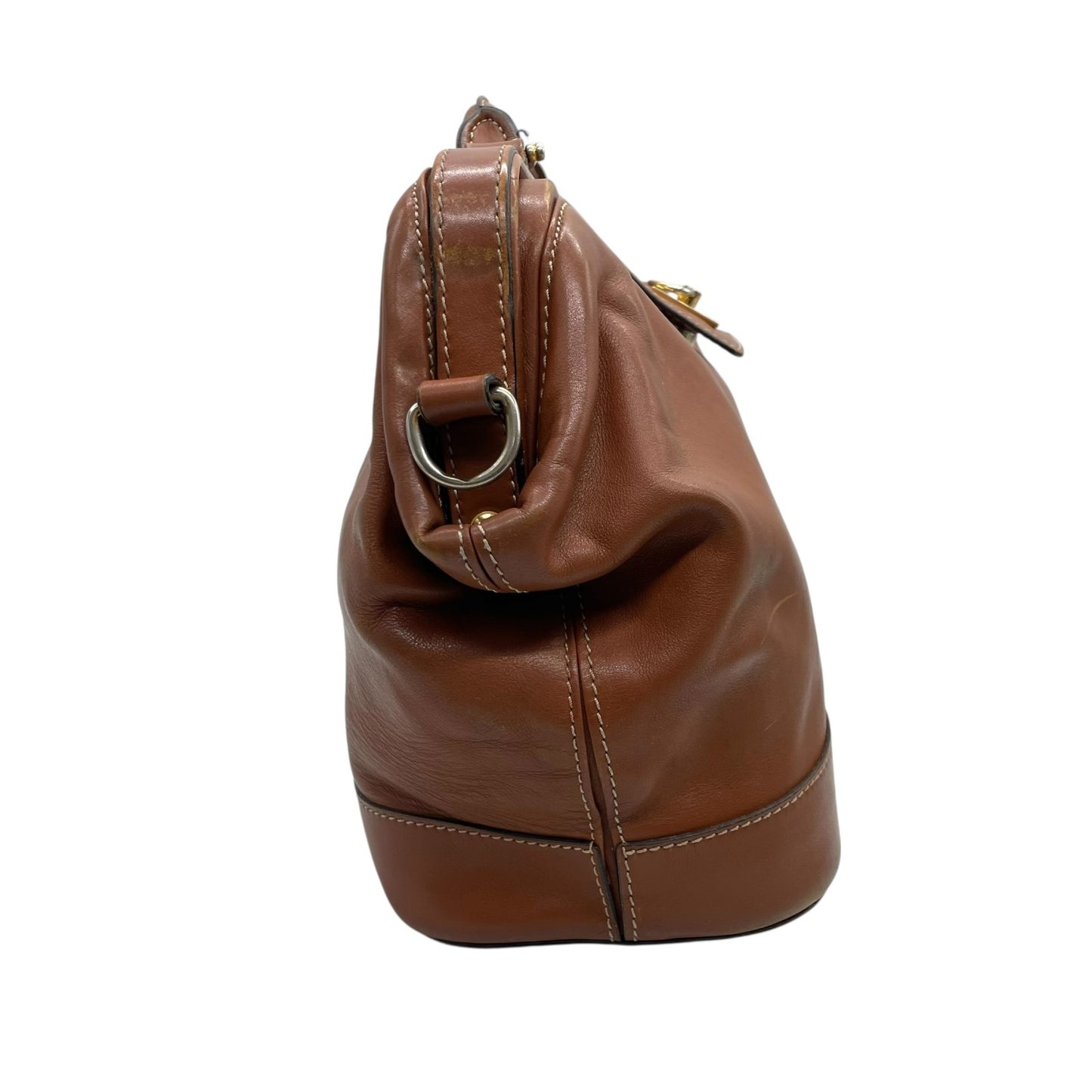 CELINE セリーヌ リング ターンロック 2way ハンドバッグ ショルダーバッグ ブラウン ゴールド金具 ヴィンテージ E2