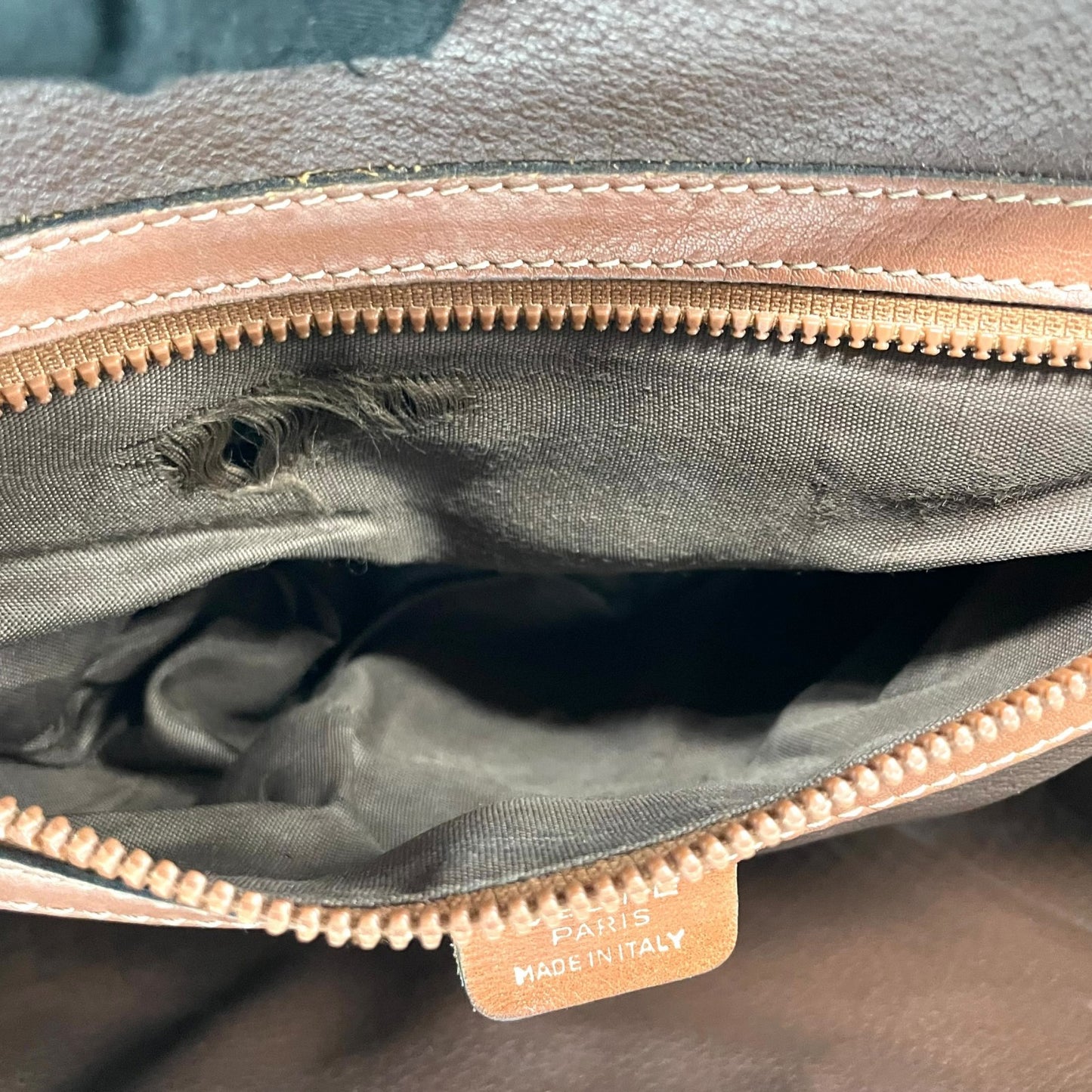 CELINE セリーヌ リング ターンロック 2way ハンドバッグ ショルダーバッグ ブラウン ゴールド金具 ヴィンテージ E2