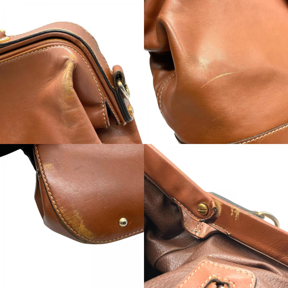 CELINE セリーヌ リング ターンロック 2way ハンドバッグ ショルダーバッグ ブラウン ゴールド金具 ヴィンテージ E2