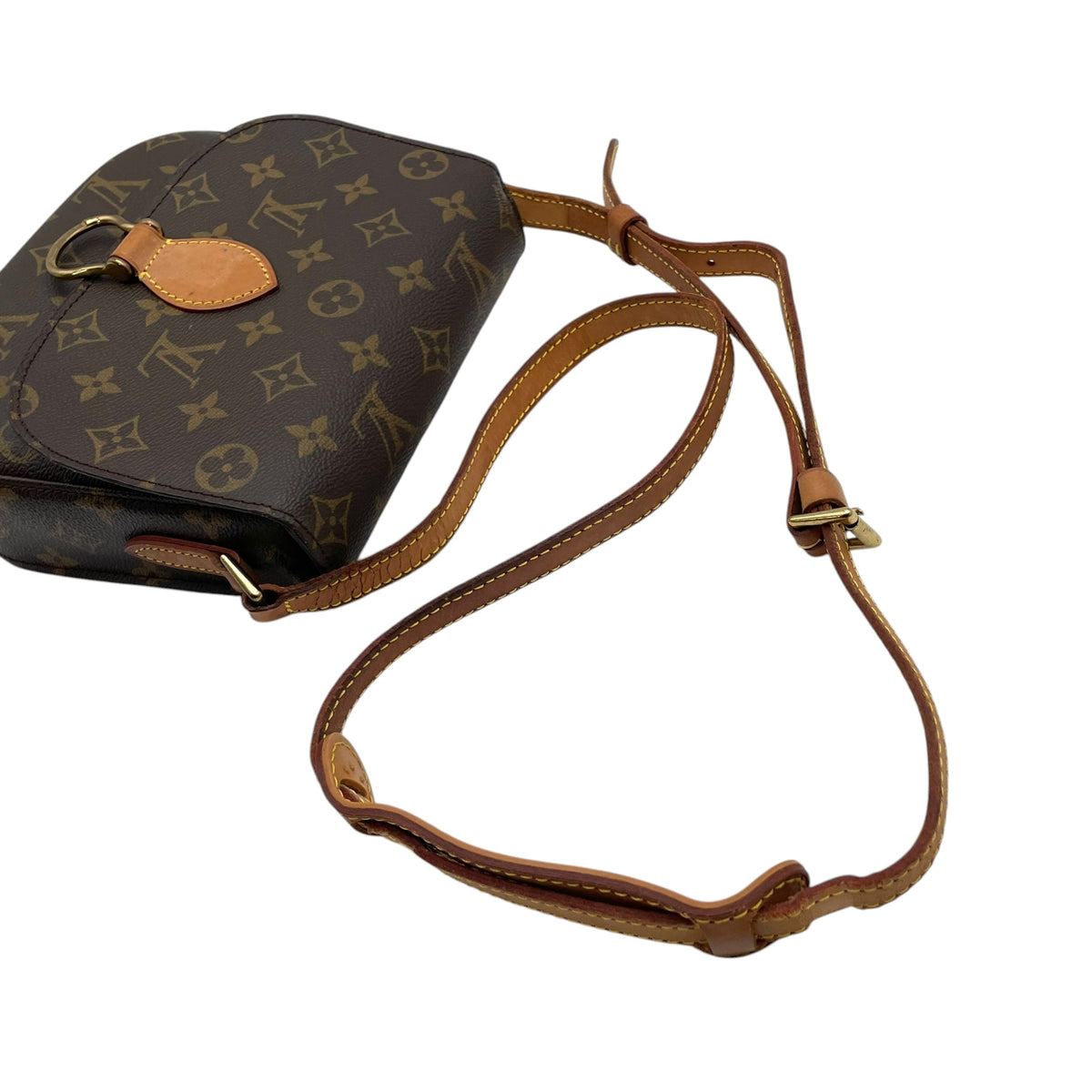 ルイヴィトン LOUIS VUITTON サンクルー PM モノグラム ショルダーバッグ 斜め掛け ポシェット フラップ PVC レザー 本革 ブラウン 茶 ゴールド金具 ヴィンテージ ビンテージ クラシカル エレガント レディース K5