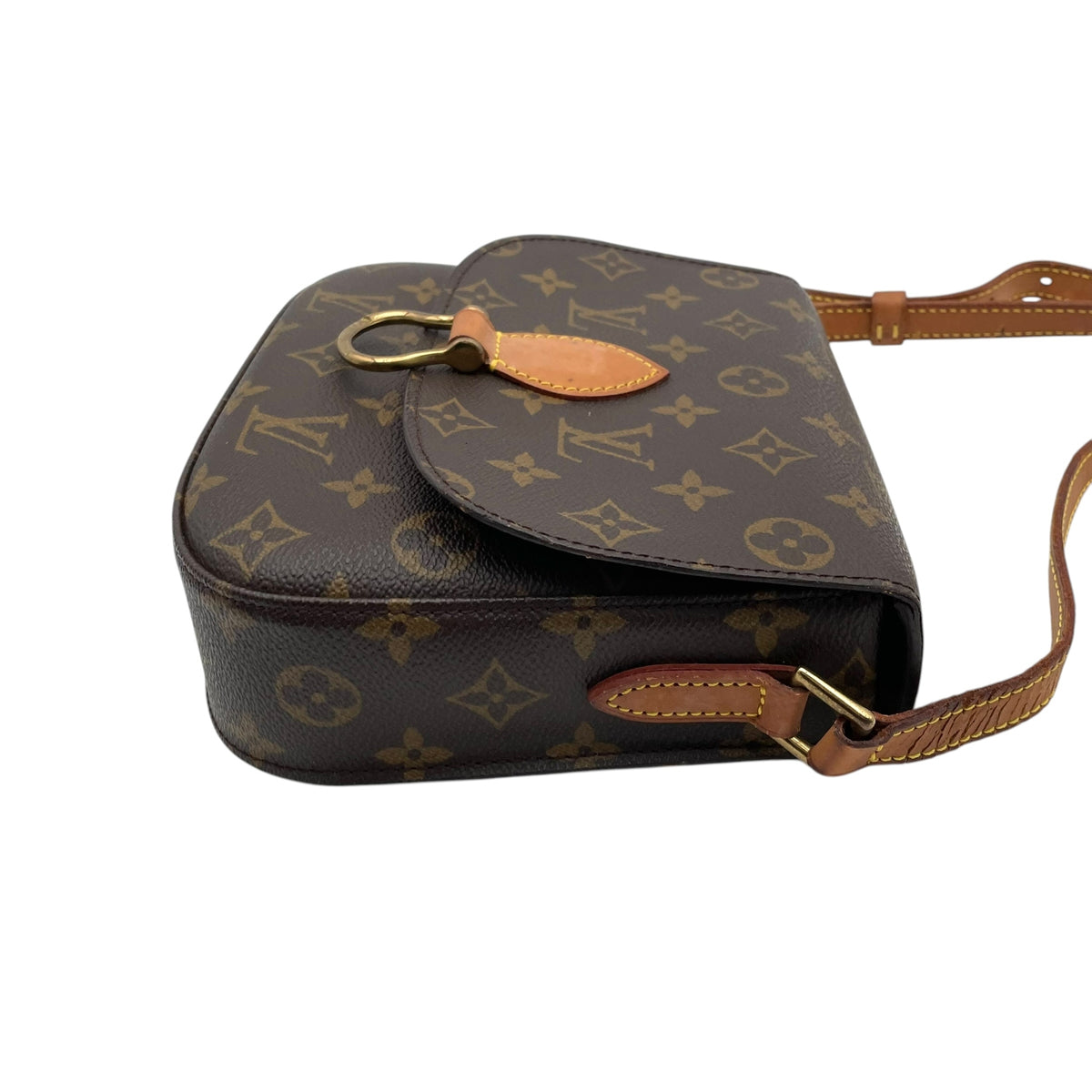 ルイヴィトン LOUIS VUITTON サンクルー PM モノグラム ショルダーバッグ 斜め掛け ポシェット フラップ PVC レザー 本革 ブラウン 茶 ゴールド金具 ヴィンテージ ビンテージ クラシカル エレガント レディース K5