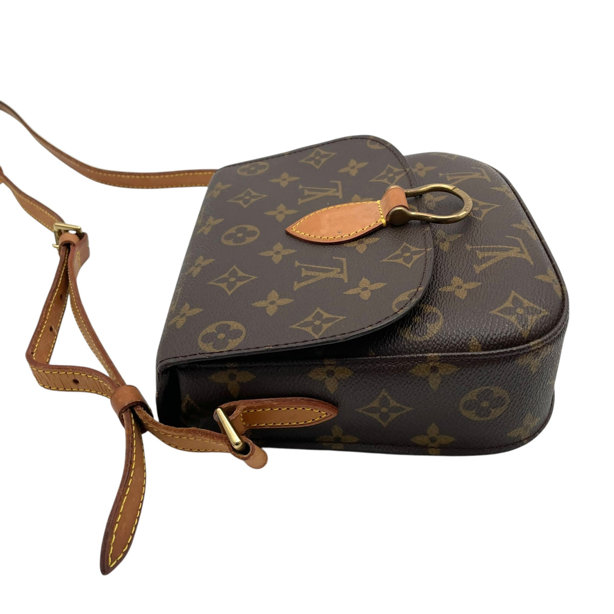 ルイヴィトン LOUIS VUITTON サンクルー PM モノグラム ショルダーバッグ 斜め掛け ポシェット フラップ PVC レザー 本革 ブラウン 茶 ゴールド金具 ヴィンテージ ビンテージ クラシカル エレガント レディース K5