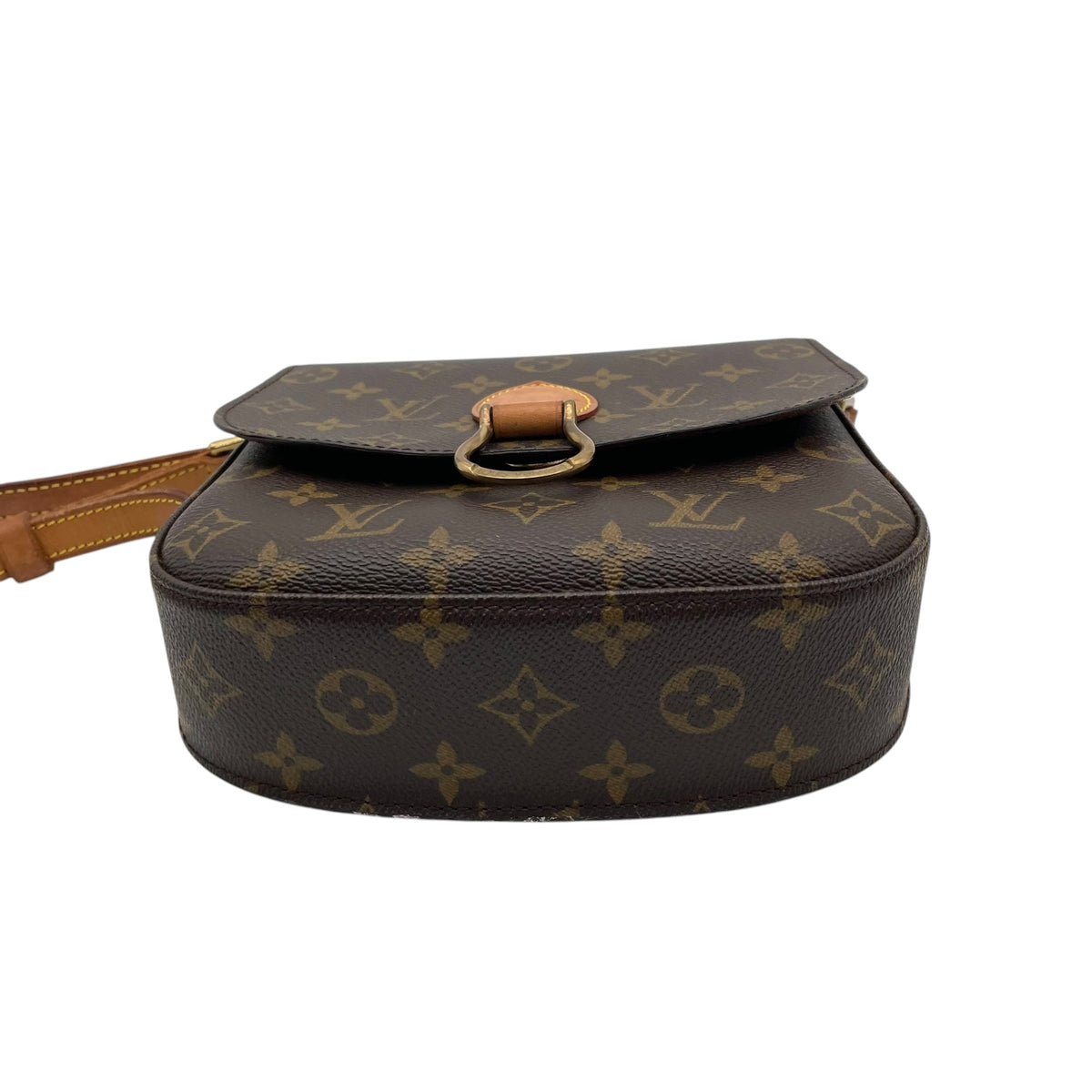 ルイヴィトン LOUIS VUITTON サンクルー PM モノグラム ショルダーバッグ 斜め掛け ポシェット フラップ PVC レザー 本革 ブラウン 茶 ゴールド金具 ヴィンテージ ビンテージ クラシカル エレガント レディース K5
