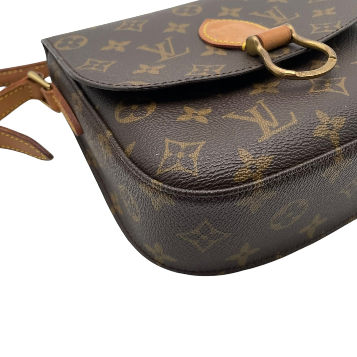 ルイヴィトン LOUIS VUITTON サンクルー PM モノグラム ショルダーバッグ 斜め掛け ポシェット フラップ PVC レザー 本革 ブラウン 茶 ゴールド金具 ヴィンテージ ビンテージ クラシカル エレガント レディース K5