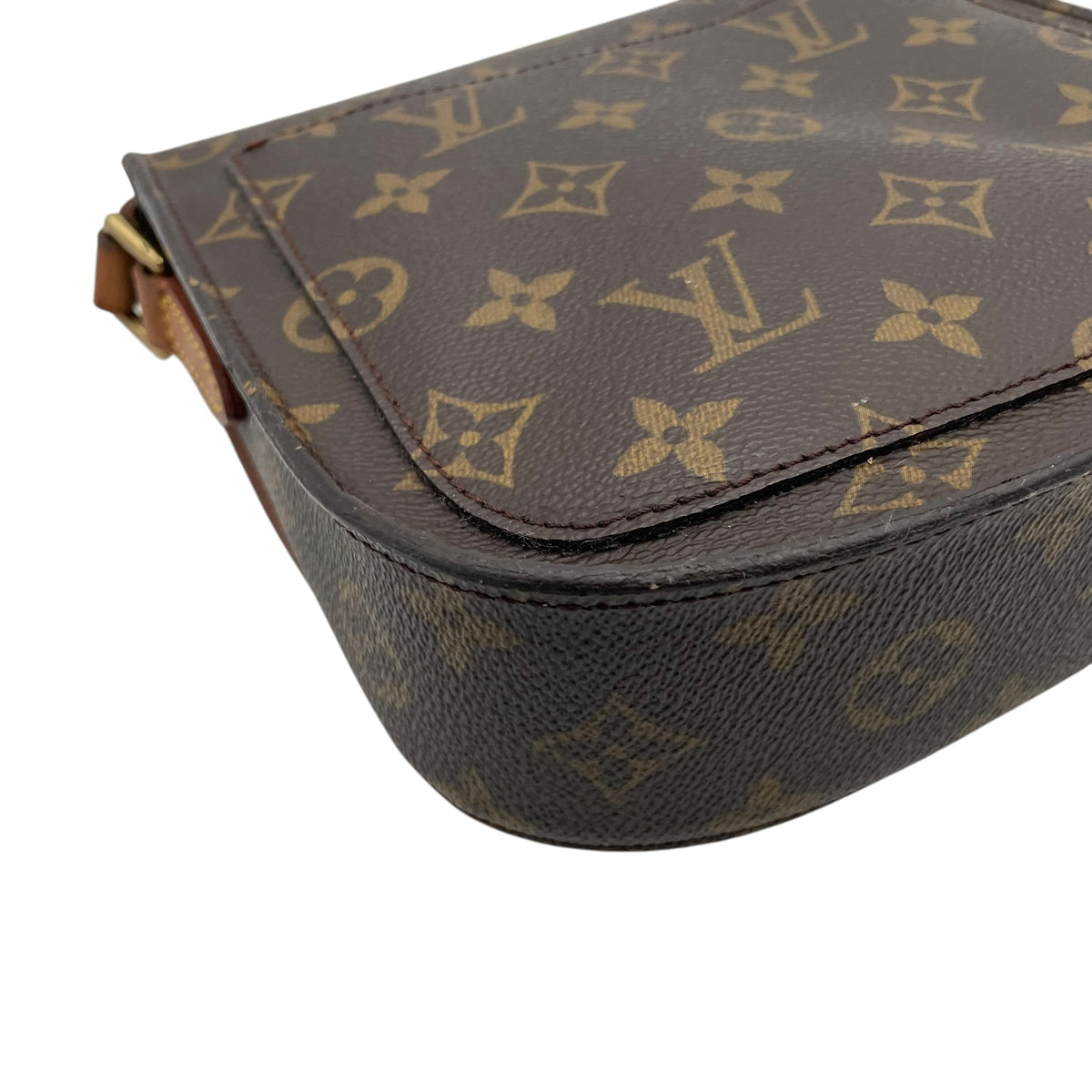ルイヴィトン LOUIS VUITTON サンクルー PM モノグラム ショルダーバッグ 斜め掛け ポシェット フラップ PVC レザー 本革 ブラウン 茶 ゴールド金具 ヴィンテージ ビンテージ クラシカル エレガント レディース K5