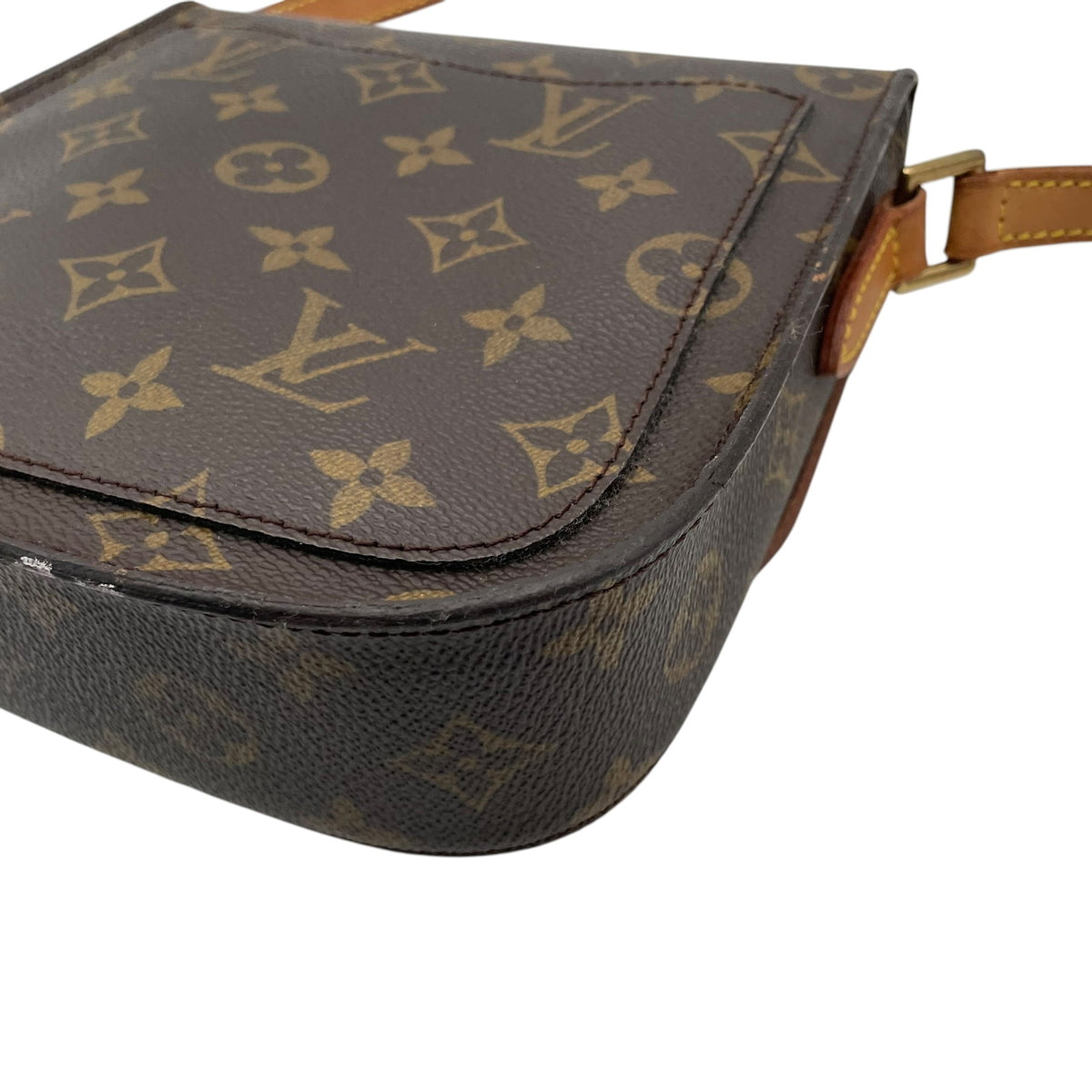 ルイヴィトン LOUIS VUITTON サンクルー PM モノグラム ショルダーバッグ 斜め掛け ポシェット フラップ PVC レザー 本革 ブラウン 茶 ゴールド金具 ヴィンテージ ビンテージ クラシカル エレガント レディース K5