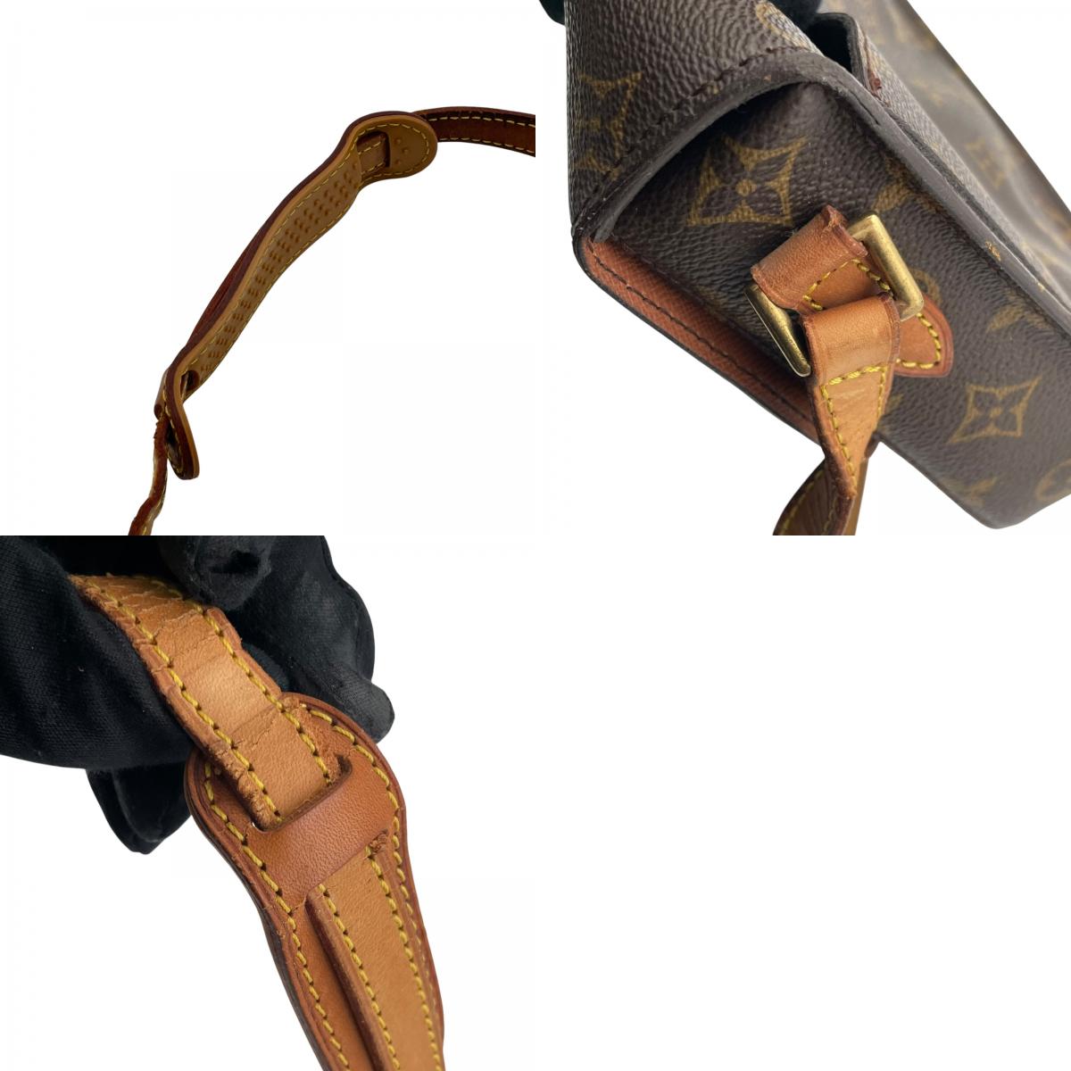 ルイヴィトン LOUIS VUITTON サンクルー PM モノグラム ショルダーバッグ 斜め掛け ポシェット フラップ PVC レザー 本革 ブラウン 茶 ゴールド金具 ヴィンテージ ビンテージ クラシカル エレガント レディース K5