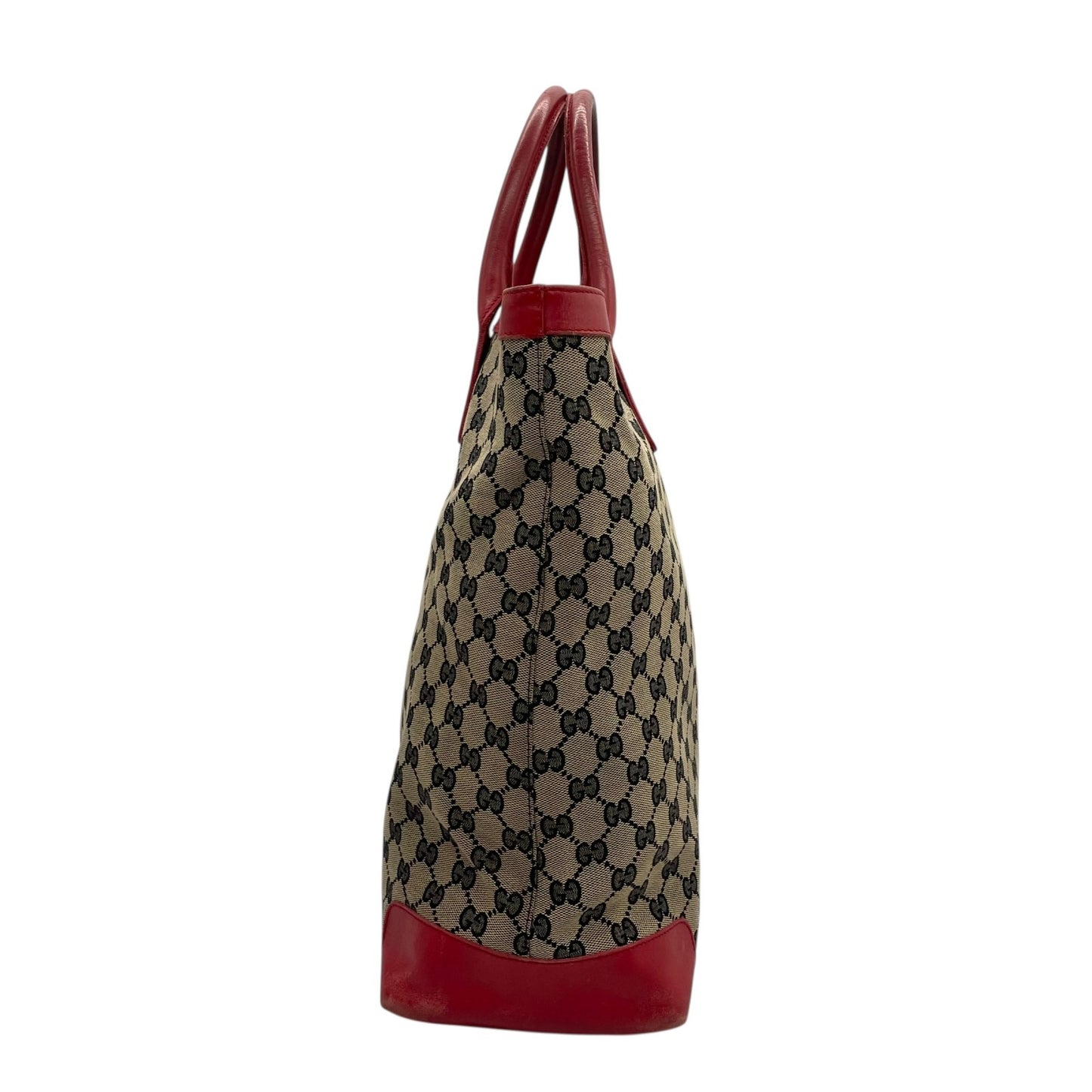 GUCCI グッチ GGキャンバス レザー トートバッグ グレー レッド モノグラム カジュアル クラシックデザイン レディース U10