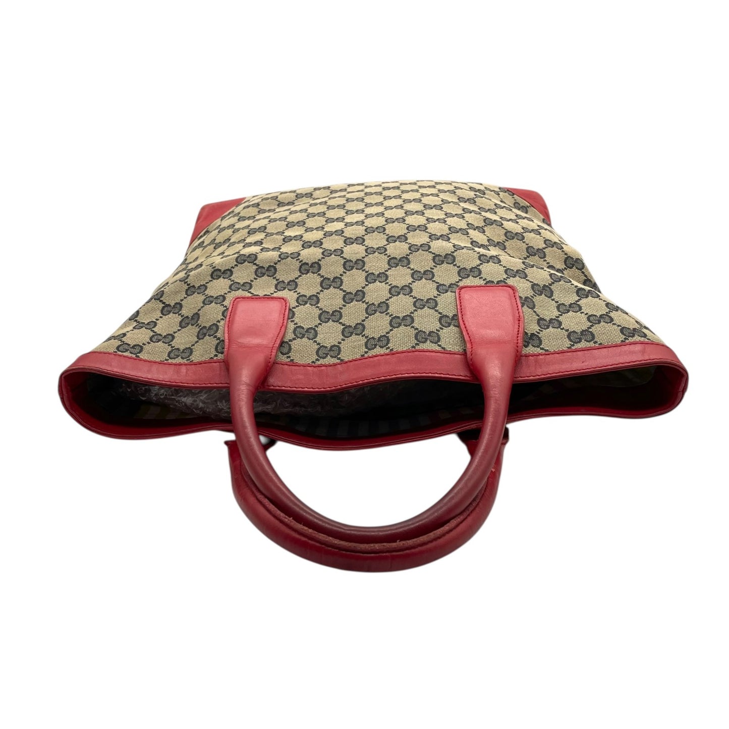 GUCCI グッチ GGキャンバス レザー トートバッグ グレー レッド モノグラム カジュアル クラシックデザイン レディース U10