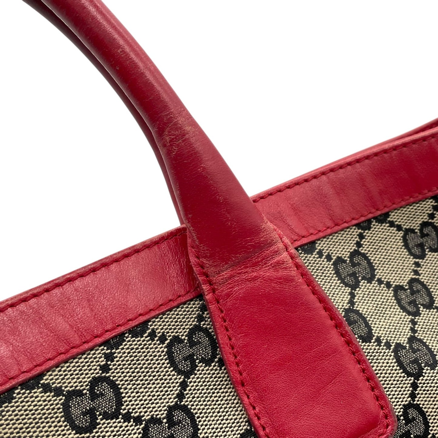 GUCCI グッチ GGキャンバス レザー トートバッグ グレー レッド モノグラム カジュアル クラシックデザイン レディース U10