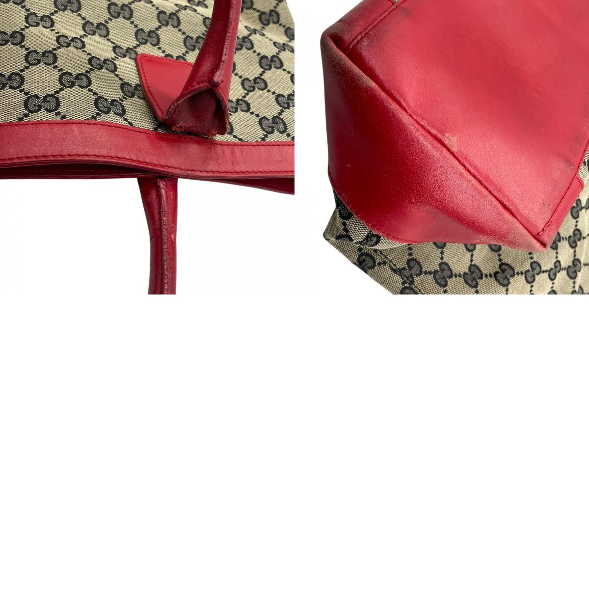 GUCCI グッチ GGキャンバス レザー トートバッグ グレー レッド モノグラム カジュアル クラシックデザイン レディース U10