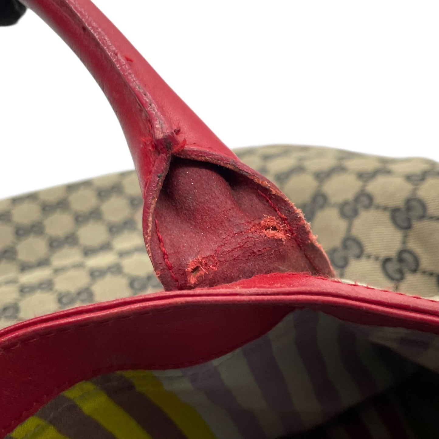 GUCCI グッチ GGキャンバス レザー トートバッグ グレー レッド モノグラム カジュアル クラシックデザイン レディース U10