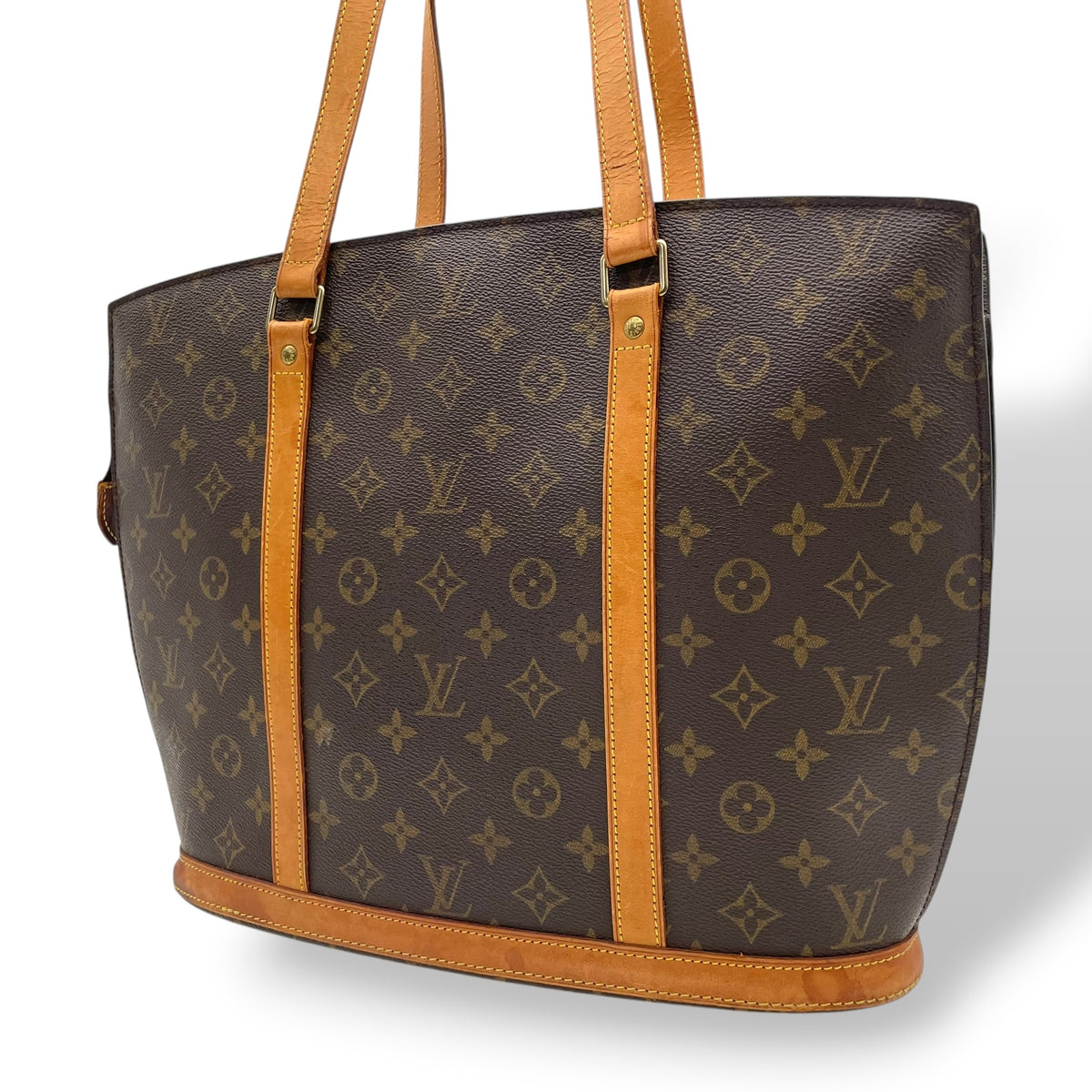 ルイヴィトン LOUIS VUITTON バビロン モノグラム トートバッグ ショルダーバッグ 肩掛け A4サイズ収納可能 通勤 通学 PVC レザー 本革 ブラウン 茶 ゴールド金具 M51102 ヴィンテージ ビンテージ クラシカル エレガント E16