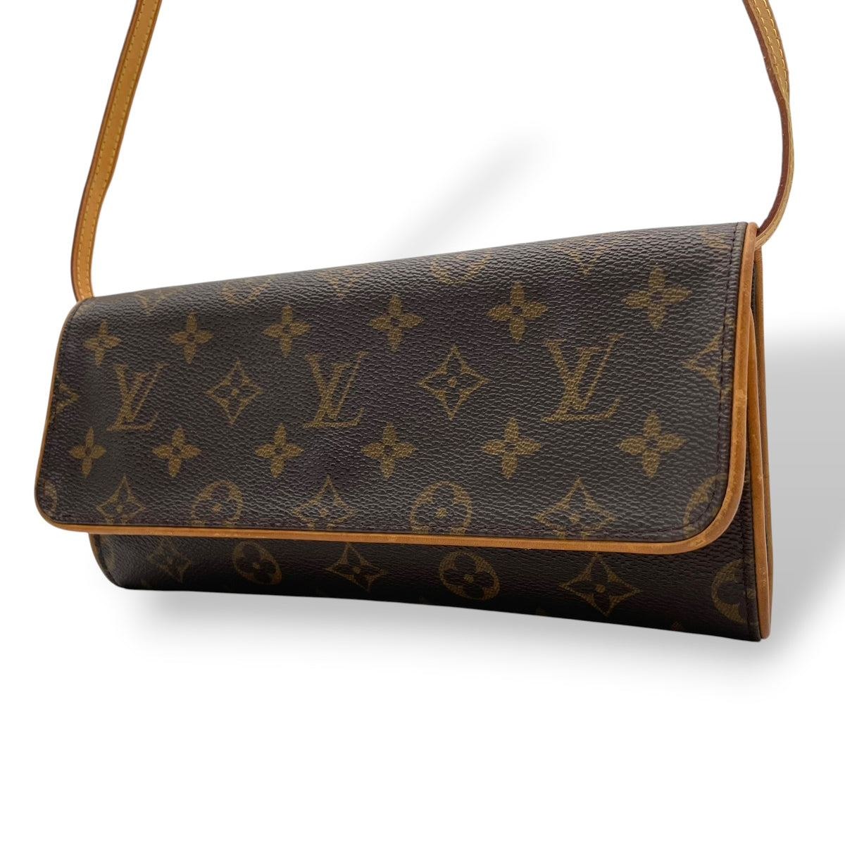 ルイヴィトン LOUIS VUITTON ポシェットツイン GM モノグラム ショルダーバッグ クラッチバッグ ポーチ 2WAY 斜め掛け 肩掛け PVC レザー 本革 ブラウン 茶 ゴールド金具 ヴィンテージ エレガント クラシカル レディース K2