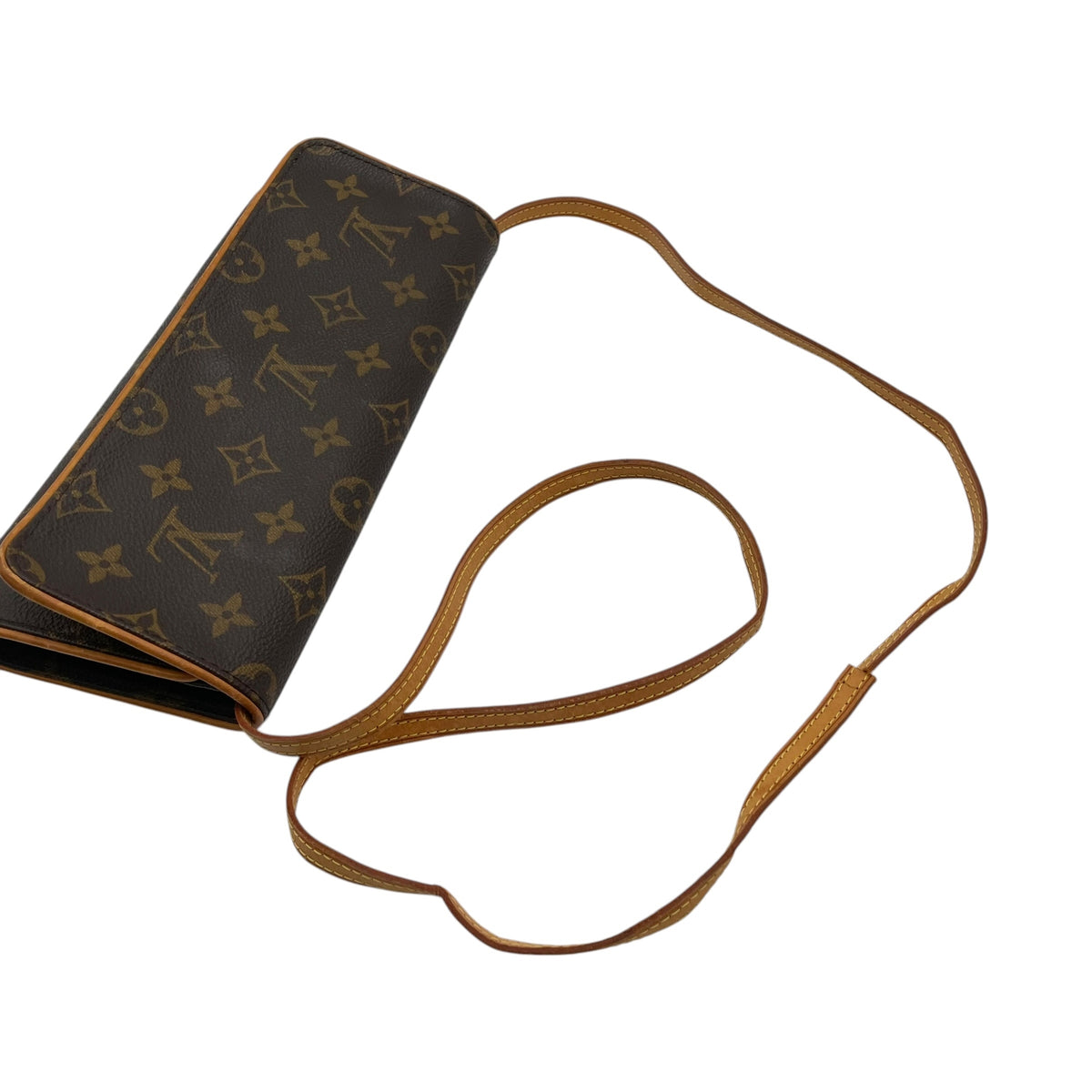 ルイヴィトン LOUIS VUITTON ポシェットツイン GM モノグラム ショルダーバッグ クラッチバッグ ポーチ 2WAY 斜め掛け 肩掛け PVC レザー 本革 ブラウン 茶 ゴールド金具 ヴィンテージ エレガント クラシカル レディース K2