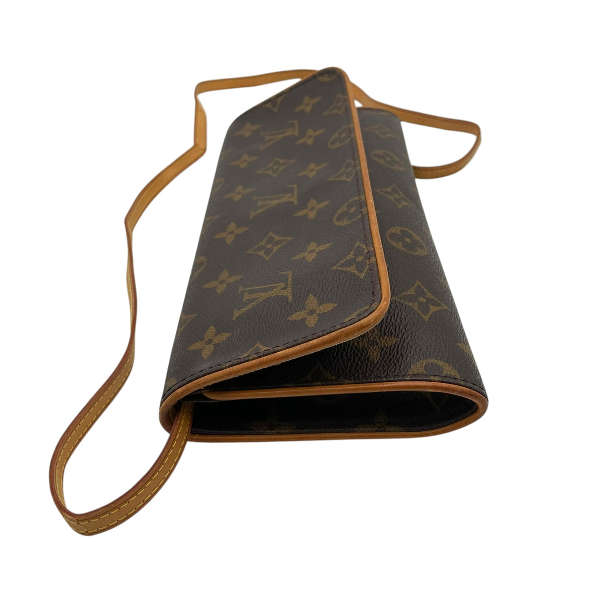ルイヴィトン LOUIS VUITTON ポシェットツイン GM モノグラム ショルダーバッグ クラッチバッグ ポーチ 2WAY 斜め掛け 肩掛け PVC レザー 本革 ブラウン 茶 ゴールド金具 ヴィンテージ エレガント クラシカル レディース K2