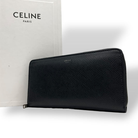 celine セリーヌ 長財布 レザー 本革 黒 ブラック シルバー金具 エレガント クラシック 高級感 上品 カジュアル 普段使い お出かけ デイリーユース レディース ビンテージ レトロ シンプル おしゃれ 大人女子 贈り物 プレゼント W4
