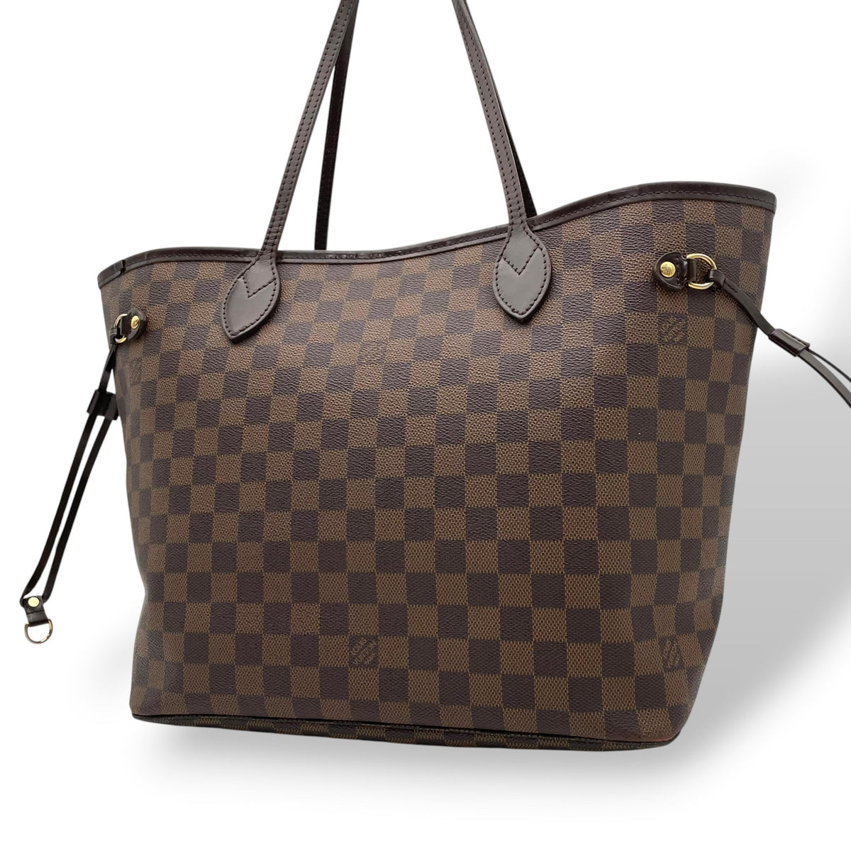 Louis Vuitton ルイヴィトン バッグ ダミエ エベヌ ネヴァーフルMM トートバッグ ハンドバッグ 手提げ 肩掛け PVC レザー ブラウン 茶系 レッド インナー赤 ゴールド金具 大容量 レディース 定番 H