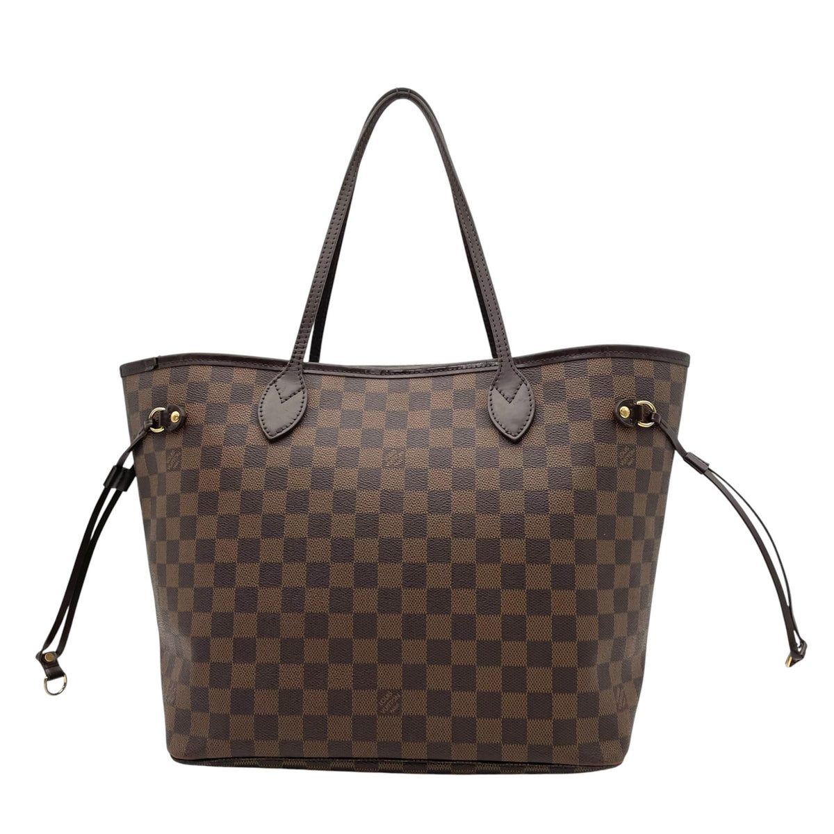 Louis Vuitton ルイヴィトン バッグ ダミエ エベヌ ネヴァーフルMM トートバッグ ハンドバッグ 手提げ 肩掛け PVC レザー ブラウン 茶系 レッド インナー赤 ゴールド金具 大容量 レディース 定番 H