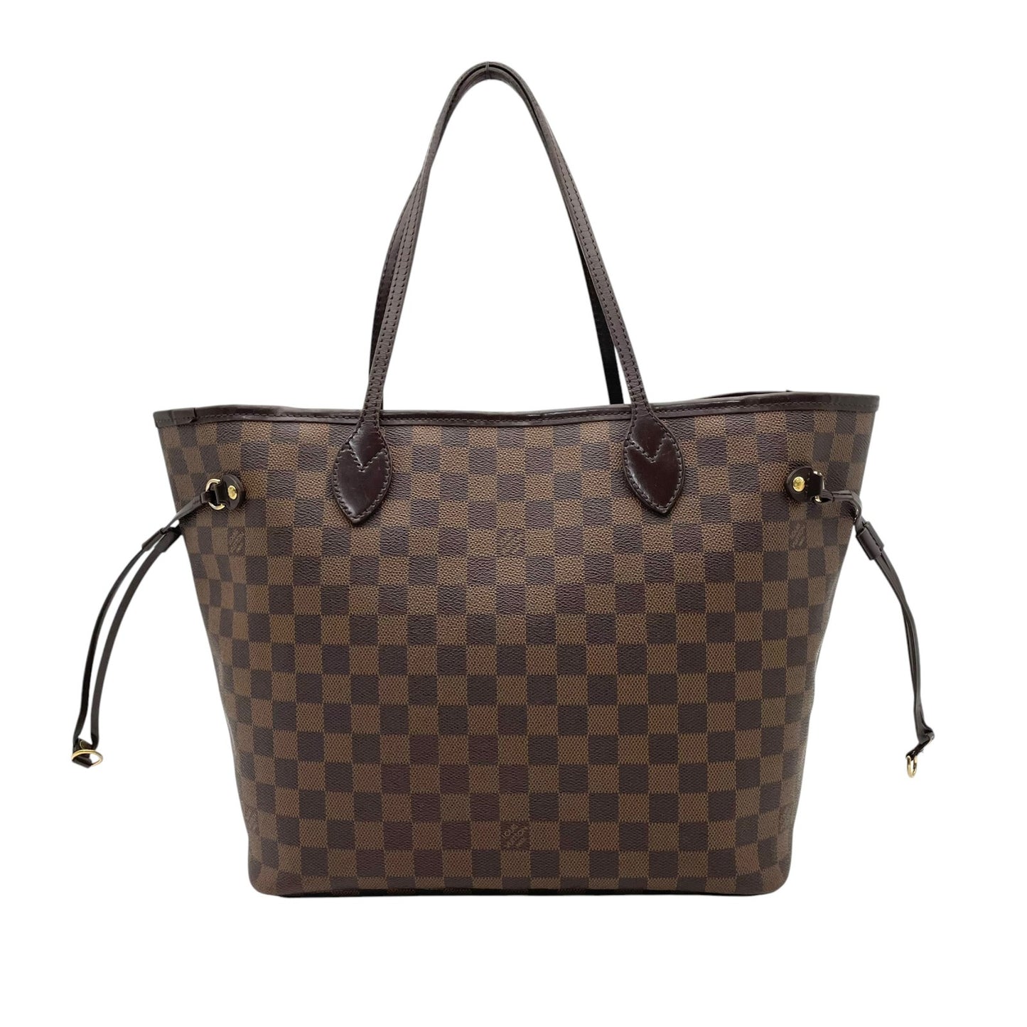 ルイヴィトン バッグ ダミエ エベヌ ネヴァーフルMM トートバッグ ハンドバッグ 手提げ 肩掛け PVC レザー ブラウン 茶系 レッド インナー赤 ゴールド金具 エレガント スタイリッシュ カジュアル 大容量 通勤 通学 出張 旅行 レディース 定番 H