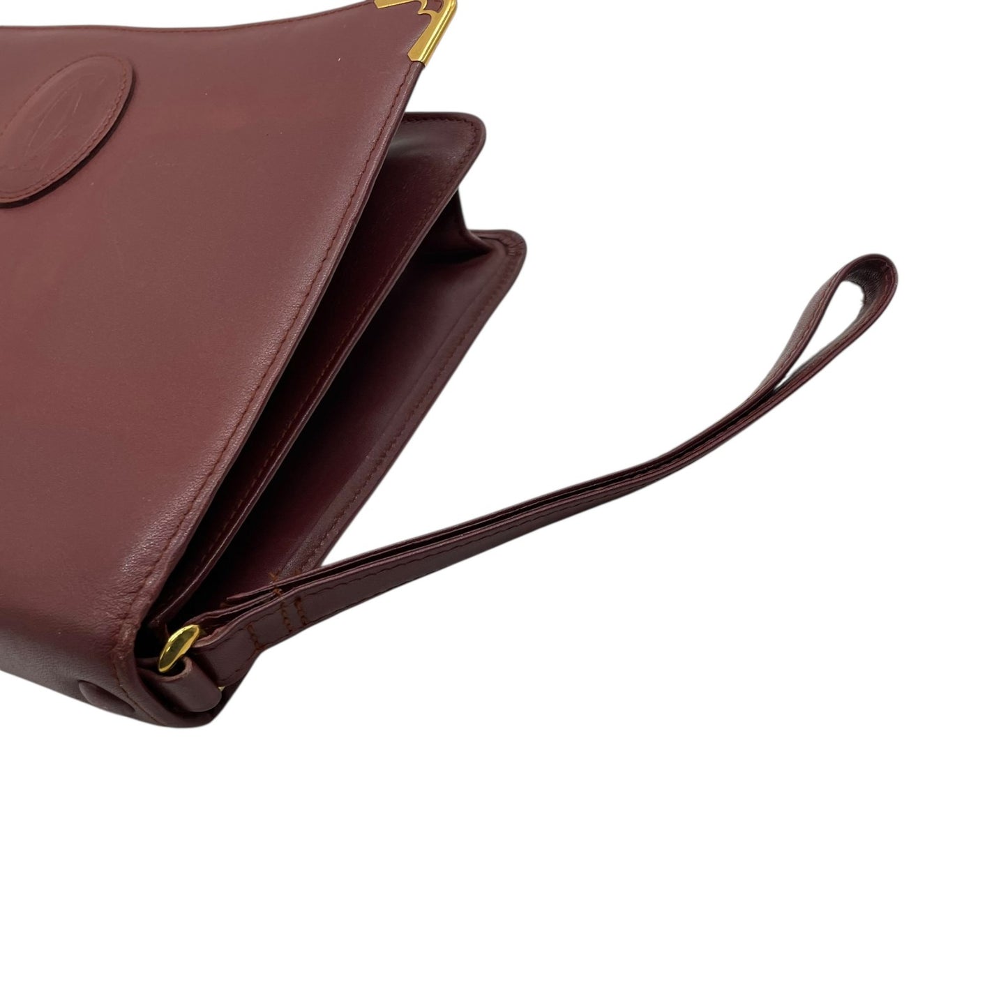 Cartier カルティエ Must de Cartier レザー クラッチバッグ ボルドー ゴールド金具 マストライン セカンドバッグ ヴィンテージ S97