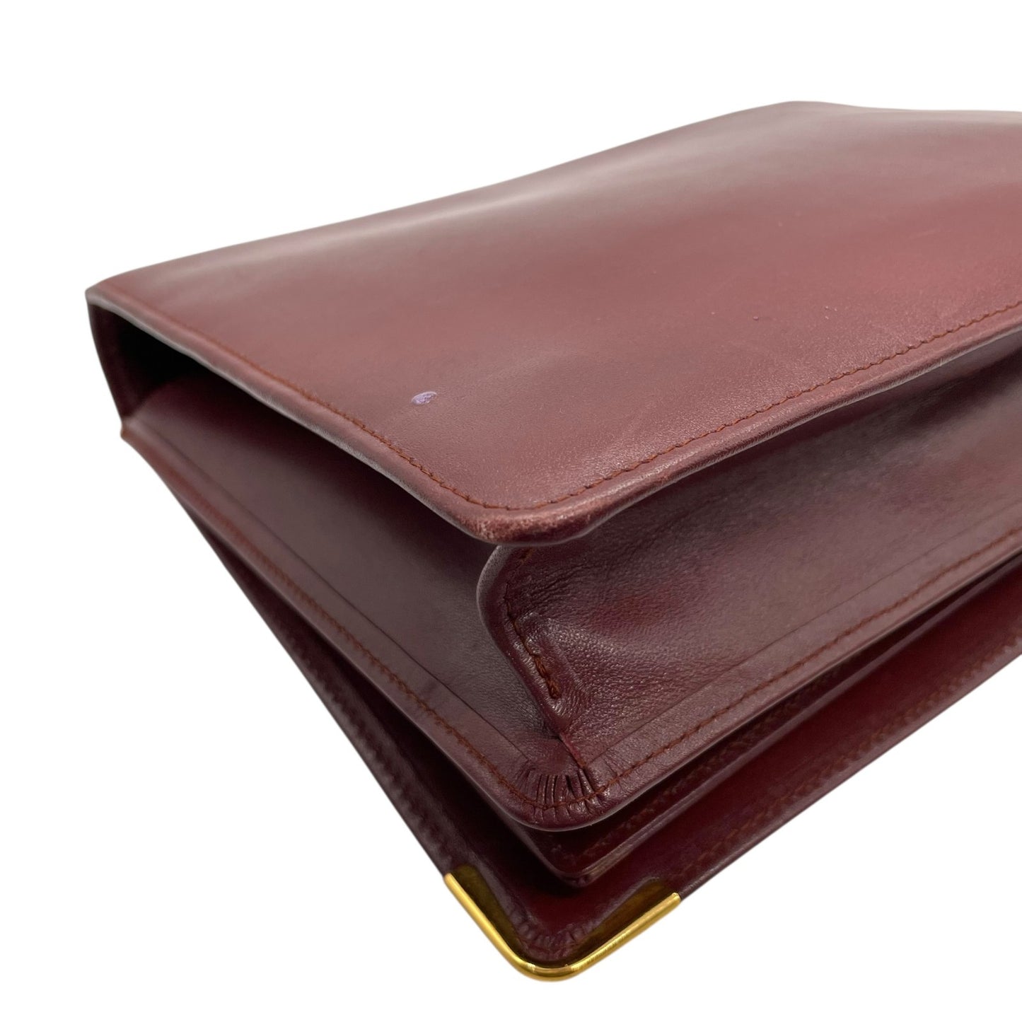 Cartier カルティエ Must de Cartier レザー クラッチバッグ ボルドー ゴールド金具 マストライン セカンドバッグ ヴィンテージ S97