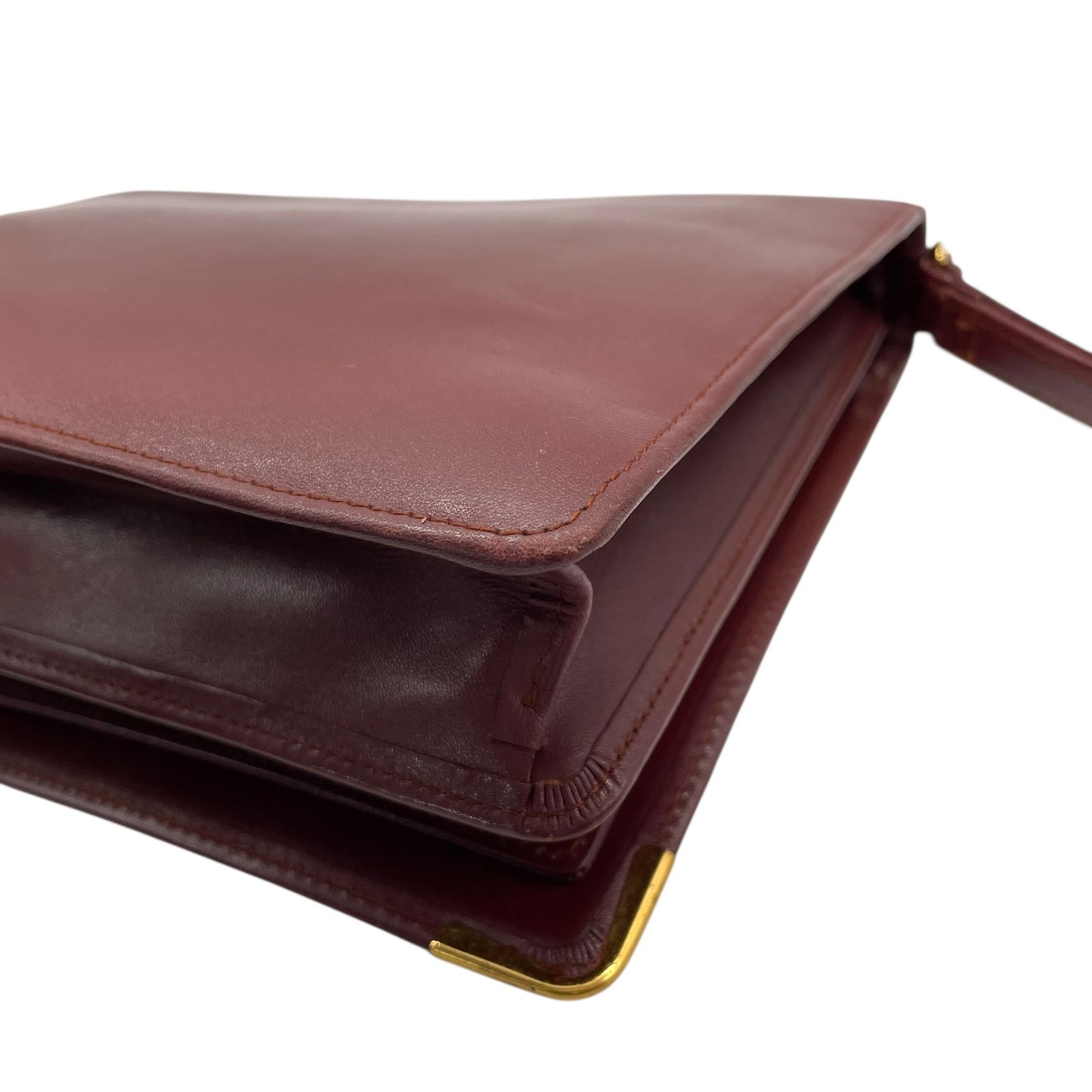 Cartier カルティエ Must de Cartier レザー クラッチバッグ ボルドー ゴールド金具 マストライン セカンドバッグ ヴィンテージ S97