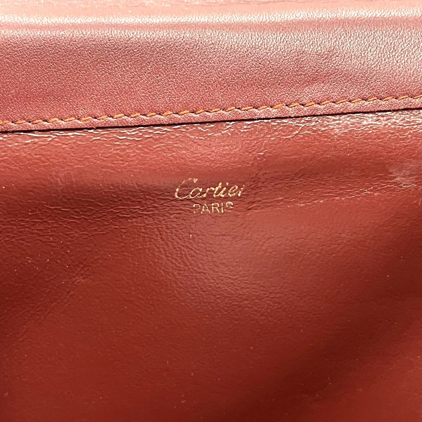 Cartier カルティエ Must de Cartier レザー クラッチバッグ ボルドー ゴールド金具 マストライン セカンドバッグ ヴィンテージ S97