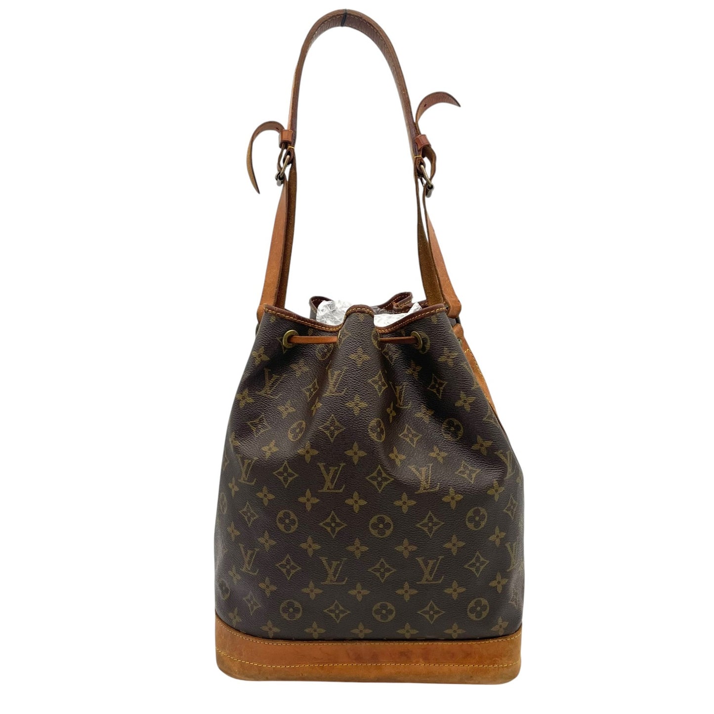 Louis Vuitton ルイヴィトン バッグ モノグラム ノエ 巾着型 ワンショルダーバッグ 巾着バッグ 本革 ヌメ革 ブラウン 茶系 金具ゴールド ヴィンテージ クラシック エレガント 普段使い レディース D5